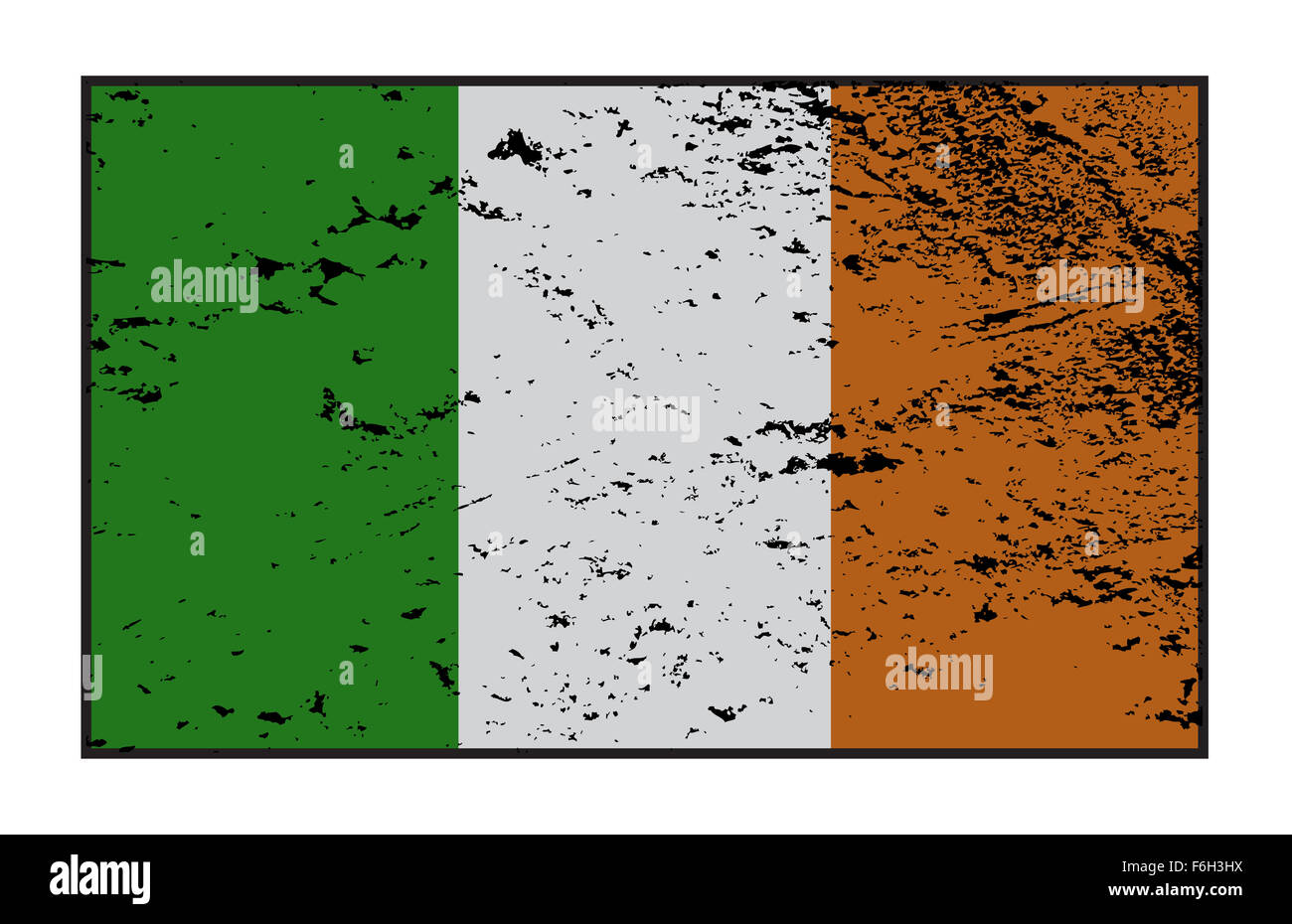 Ein grunged Irland Flaggendesign auf weißem Hintergrund Stockfoto