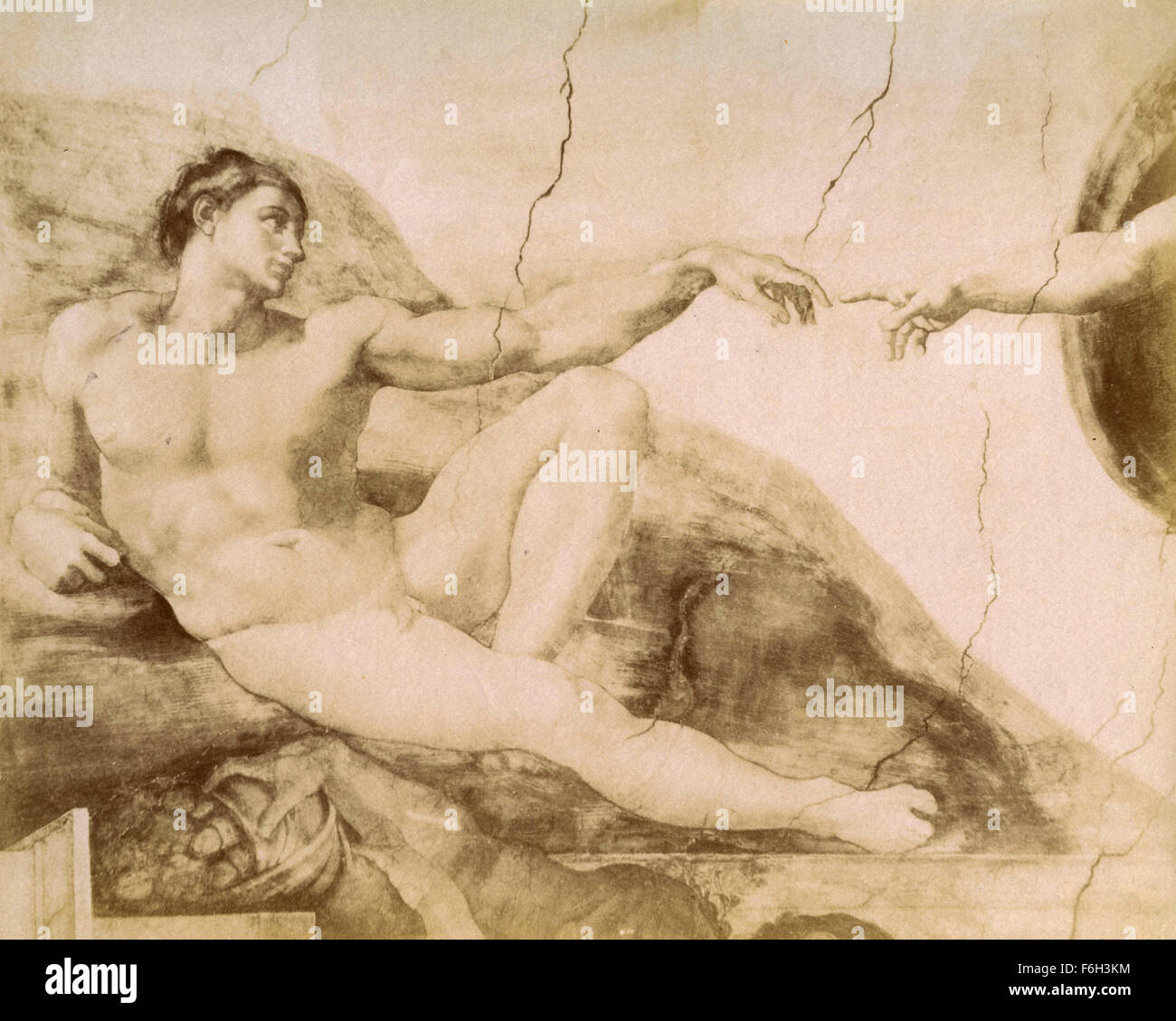 Die Erschaffung des Menschen, von Michelangelo gemalt Stockfoto