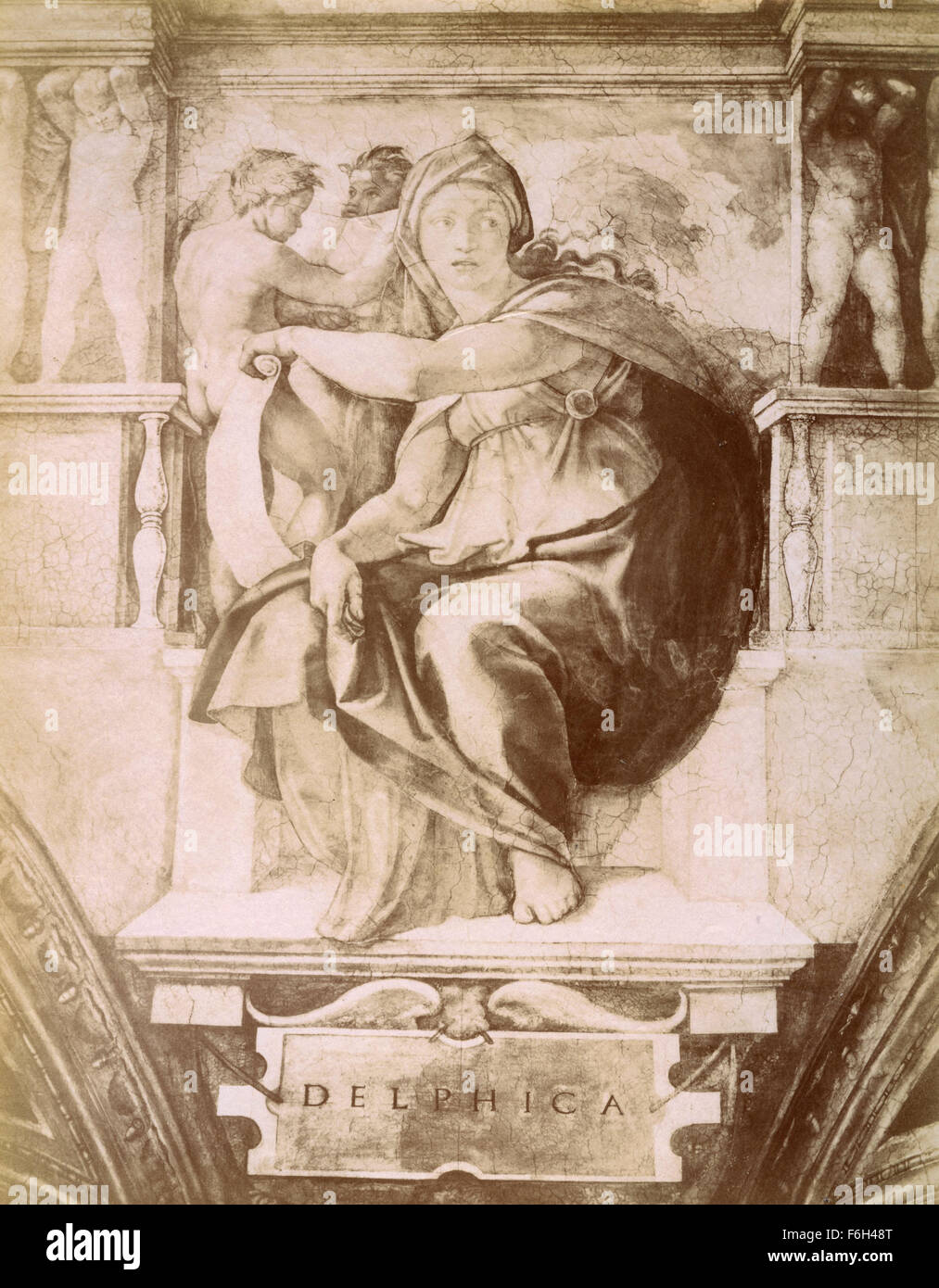 Delphische Sibylle, Michelangelo Zeichnung Stockfoto