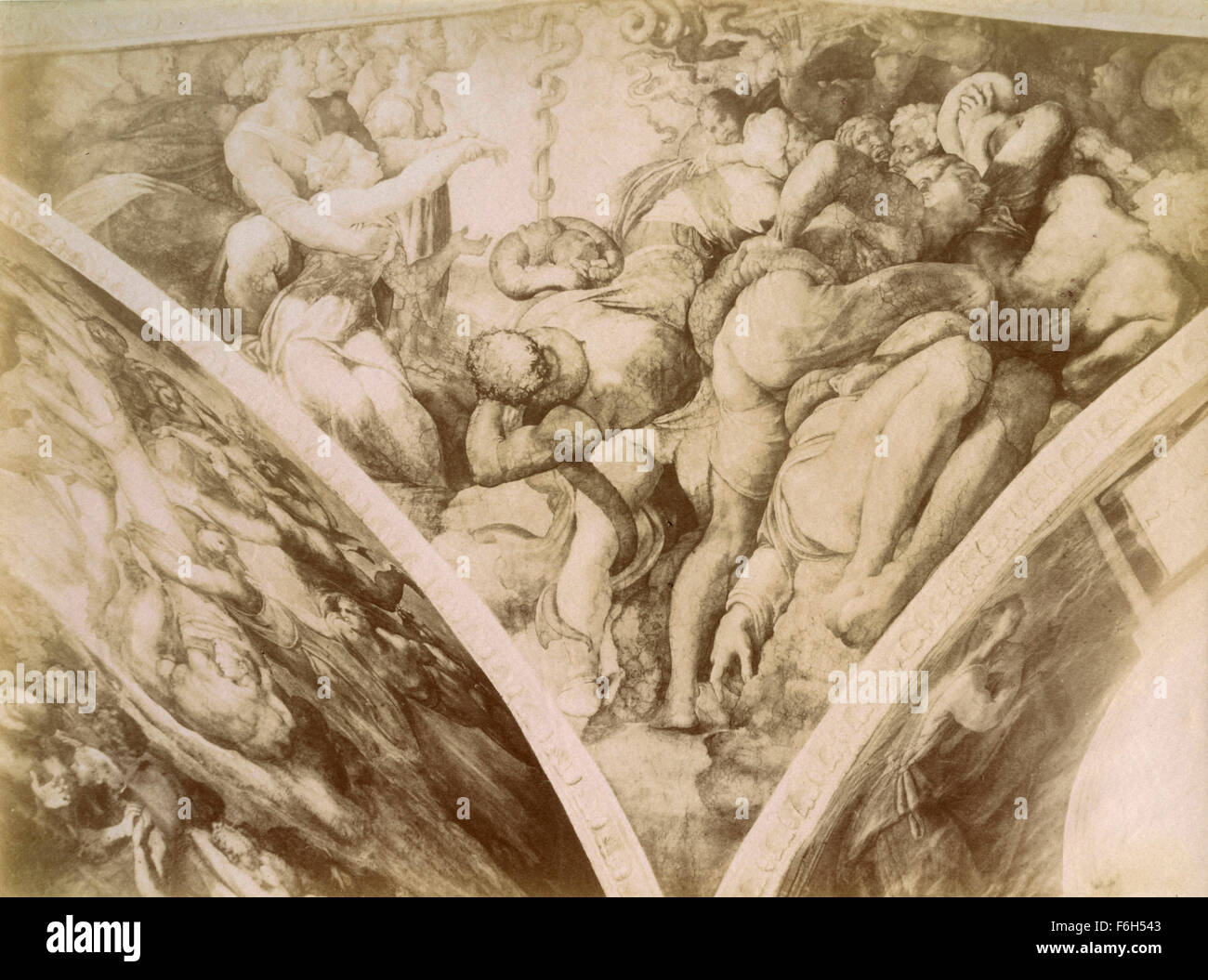 Die eherne Schlange, von Michelangelo gemalt Stockfoto