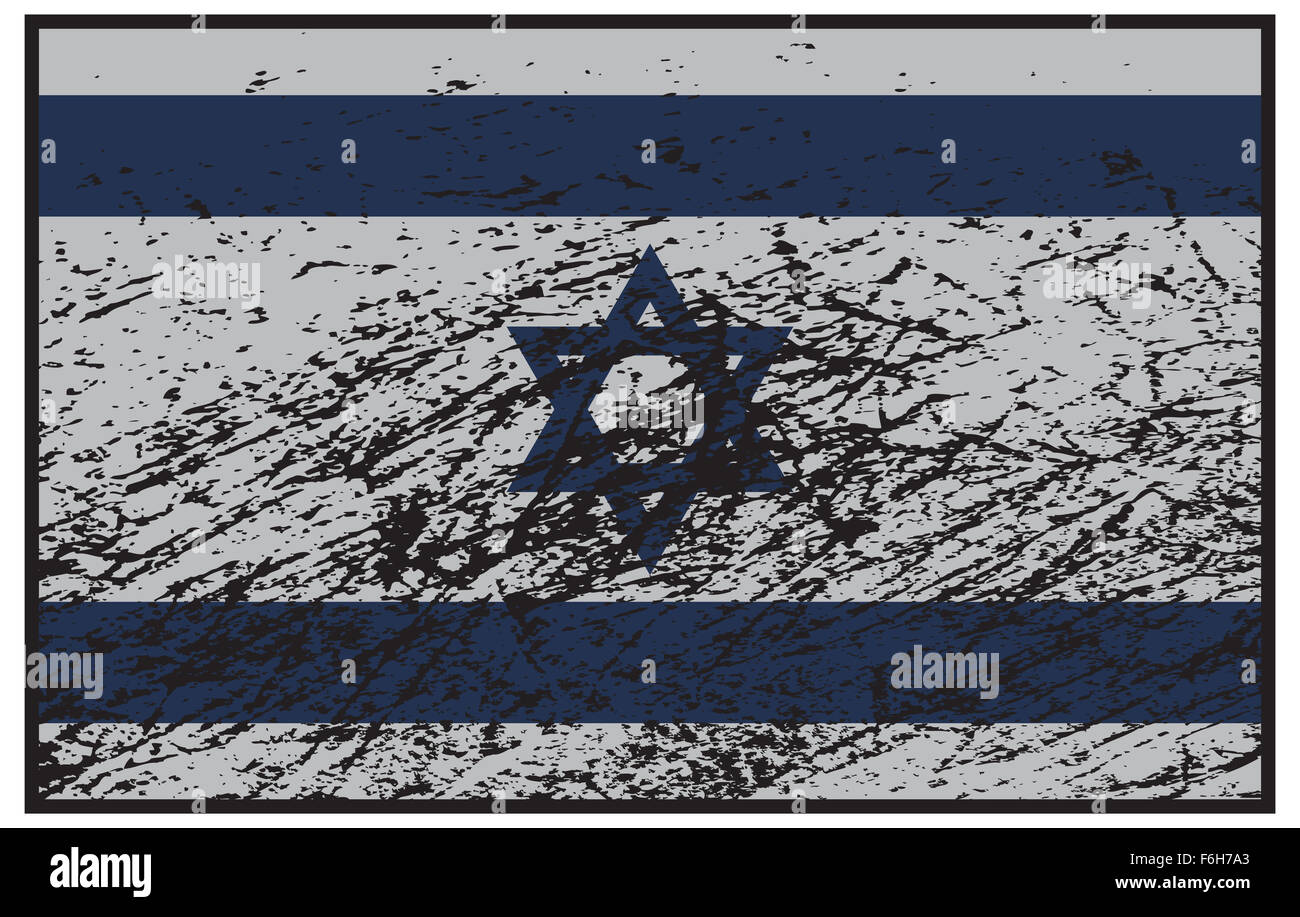 Eine Israel-Flagge design mit einem Grunge isoliert auf weißem Hintergrund Stockfoto