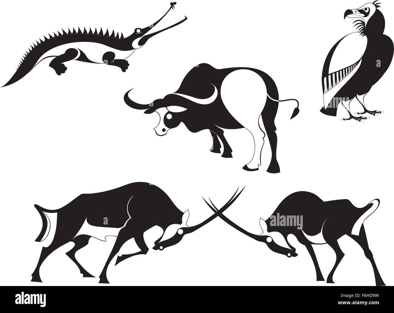 Original Kunstsammlung tierischen Silhouetten Vektor Stock Vektor