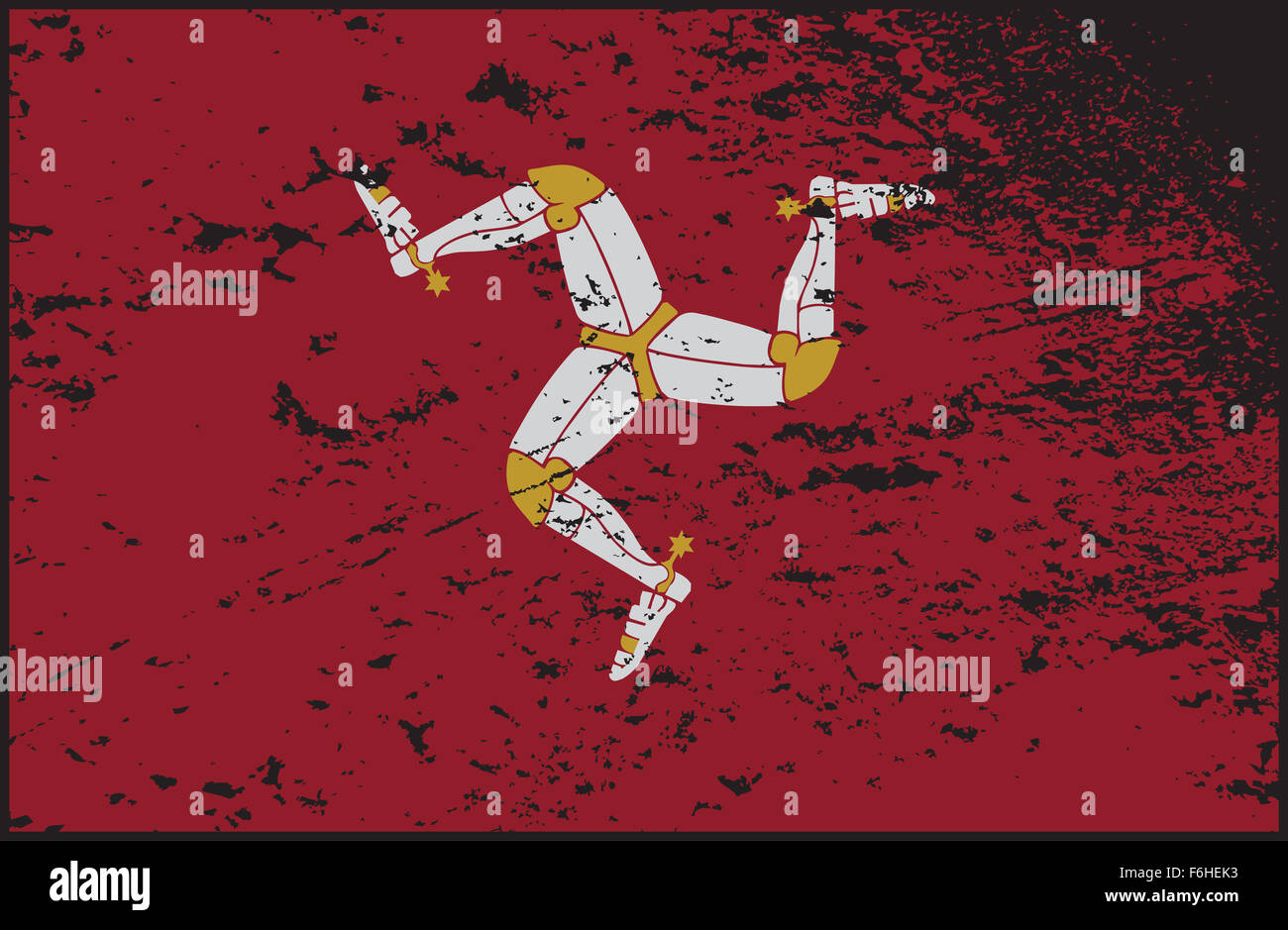 Ein grunged Isle Of Man Flaggendesign Stockfoto