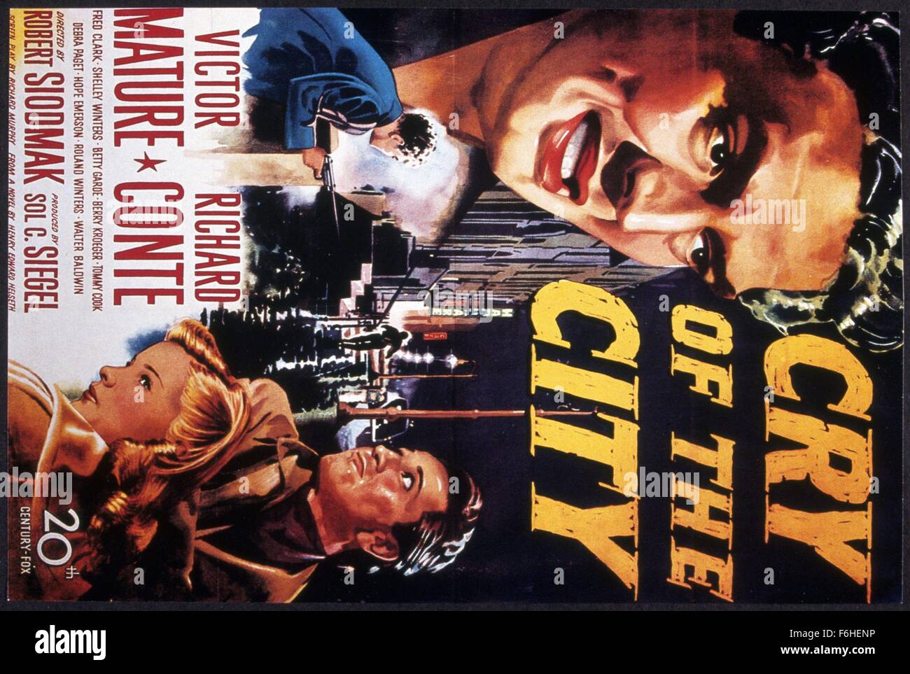 1948, Filmtitel: Schrei der Stadt, Regie: ROBERT SIODMAK, Studio: FOX, abgebildet: RICHARD CONTE, VICTOR MATURE, DEBRA PAGET. (Bild Kredit: SNAP) Stockfoto