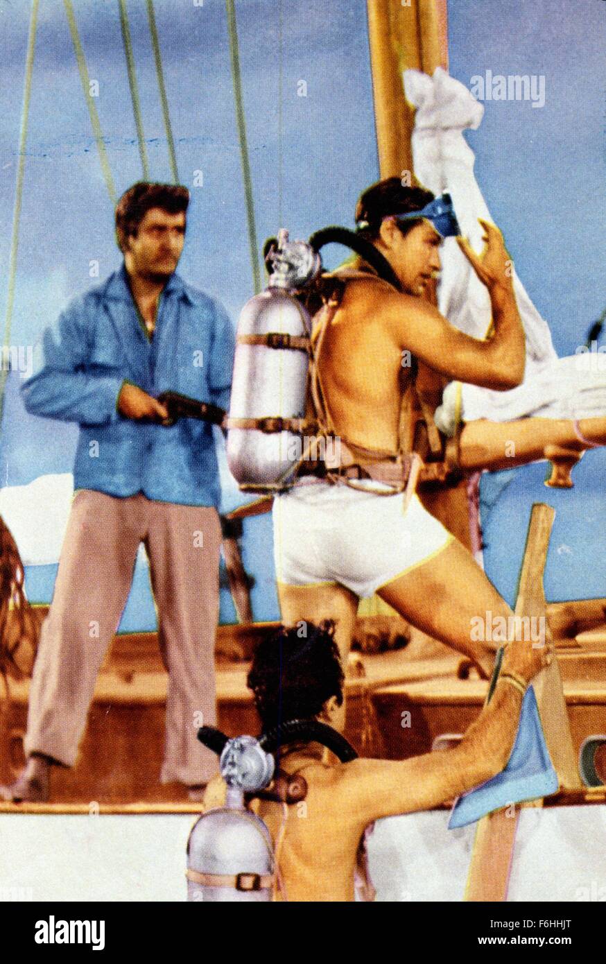 1955, Filmtitel: Unterwasser!, Regie: JOHN STURGES, Studio: RKO, im Bild: RICHARD EGAN, Gruppe. (Bild Kredit: SNAP) Stockfoto
