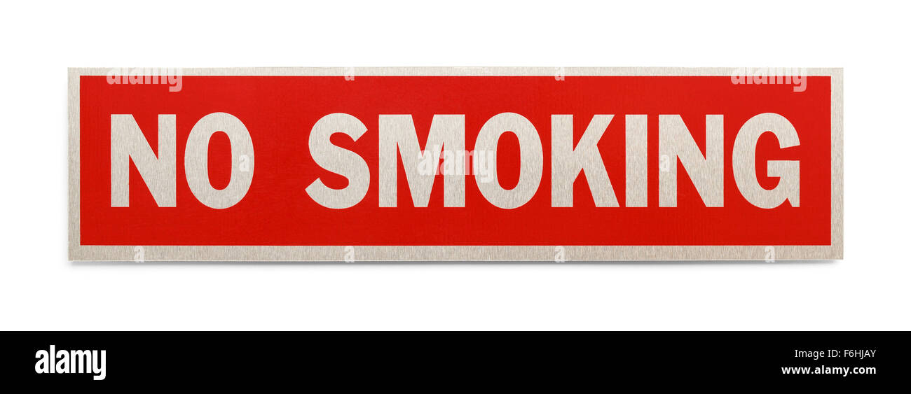 Rotes Rechteck kein Rauchen Zeichen auf einem weißen Hintergrund isoliert. Stockfoto