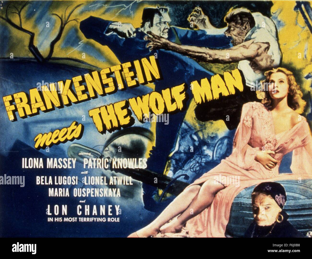 Filmtitel 1943: FRANKENSTEIN trifft den WOLFSMANN, Regie: ROY WILLIAM NEILL, im Bild: Charakter, ENSEMBLE, FRANKENSTEIN, ROY WILLIAM NEILL. (Bild Kredit: SNAP) Stockfoto