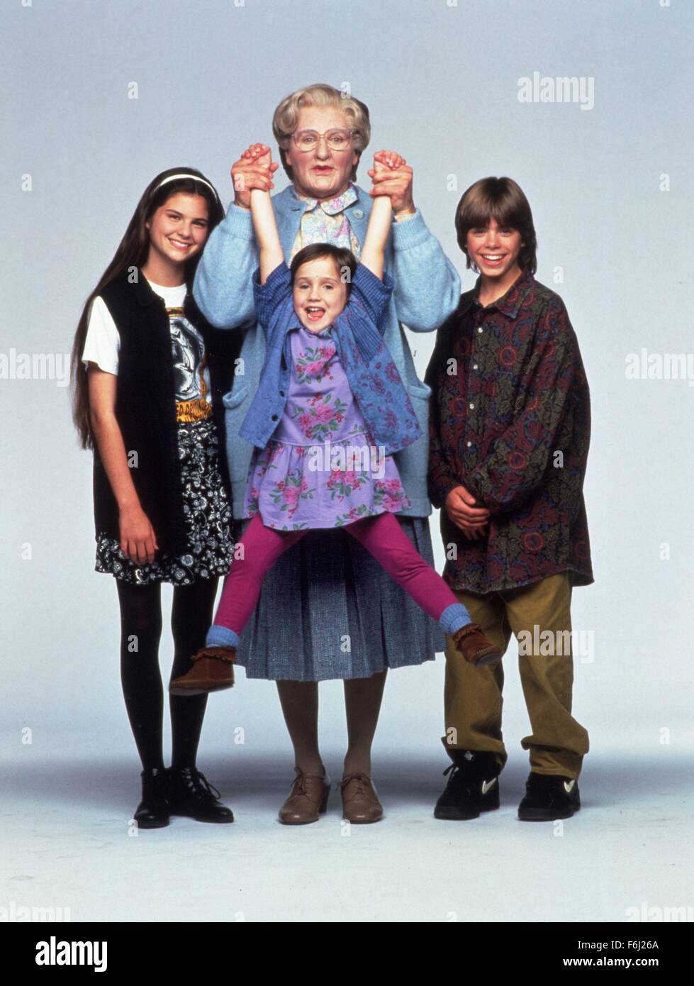 1993, Filmtitel: Mrs DOUBTFIRE, Regie: CHRIS COLUMBUS, Studio: FOX, abgebildet: CHRIS COLUMBUS, LISA JAKUB, MATTHEW LAWRENCE, ROBIN WILLIAMS. (Bild Kredit: SNAP) Stockfoto