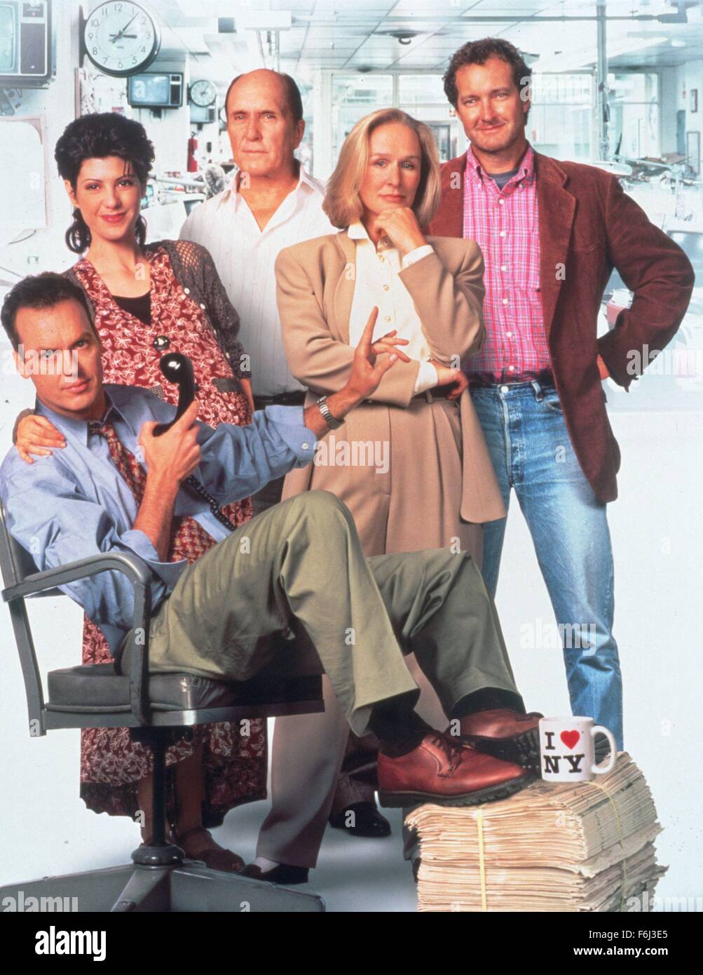 1994, Filmtitel: Papier, Regie: RON HOWARD, Studio: UNIVERSAL, abgebildet: GLENN CLOSE, ROBERT DUVALL, ENSEMBLE, RON HOWARD, MICHAEL KEATON, RANDY QUAID. (Bild Kredit: SNAP) Stockfoto