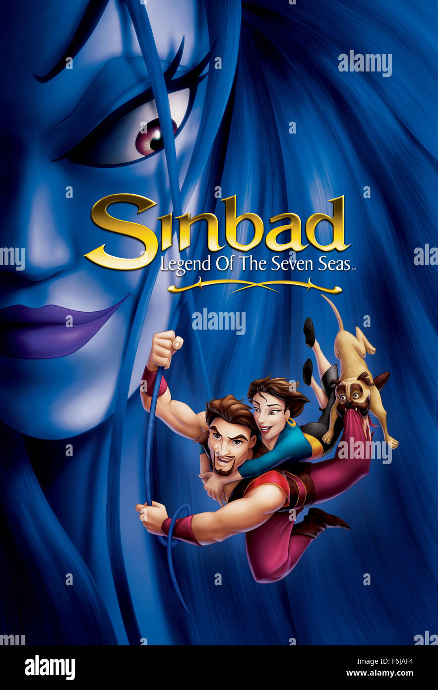 2. Juli 2003; Hollywood, Kalifornien, USA; Plakat für die Familie, animierte Fantasy Abenteuer '' Sinbad: Legende der sieben Meere "unter der Regie von Patrick Gilmore und Tim Johnson. Stockfoto