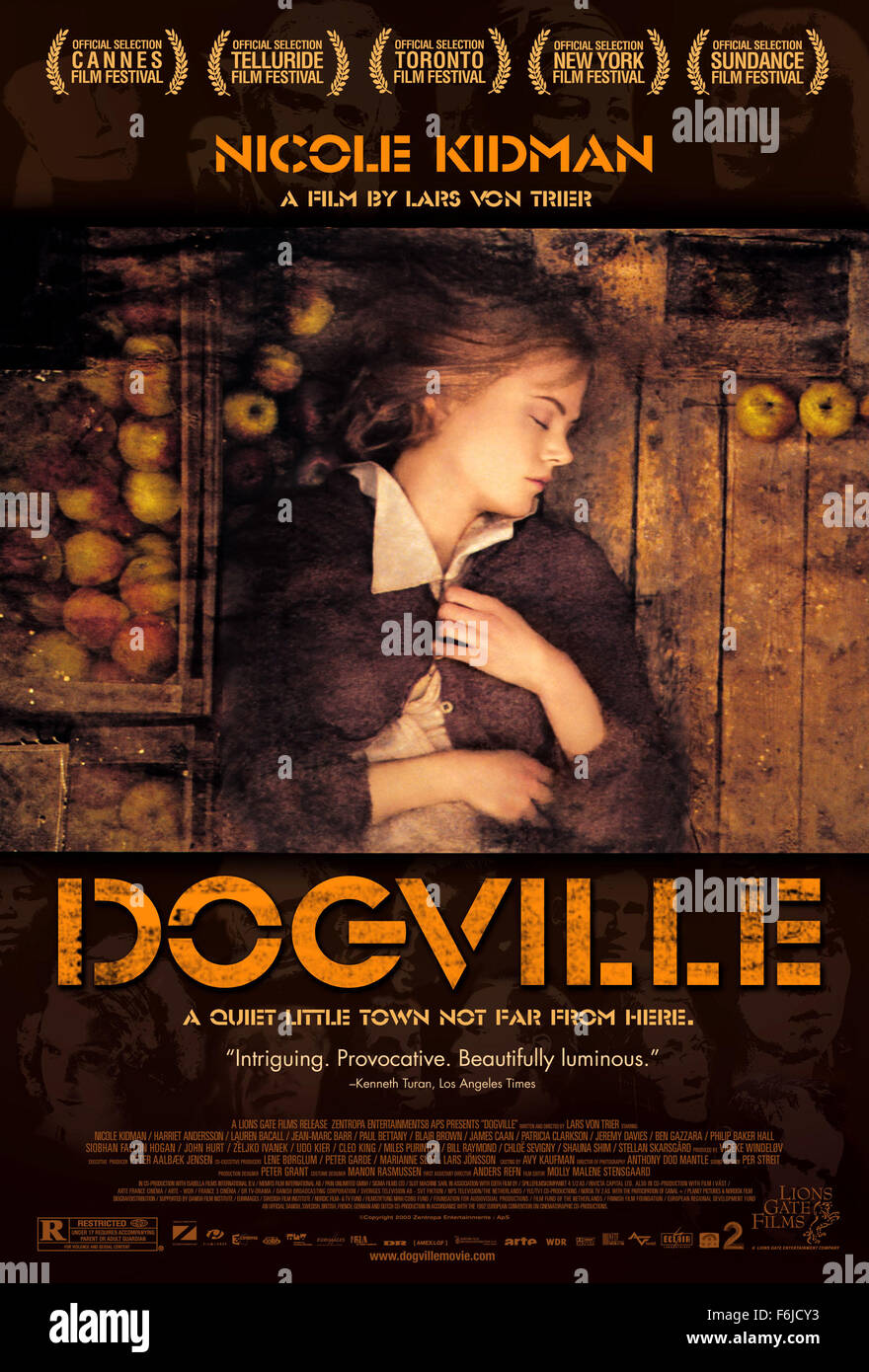 2. Juni 2003; Kopenhagen, Dänemark; Plakat für das packende Drama "Dogville" unter der Regie von Lars von Trier und mit NICOLE KIDMAN. Stockfoto