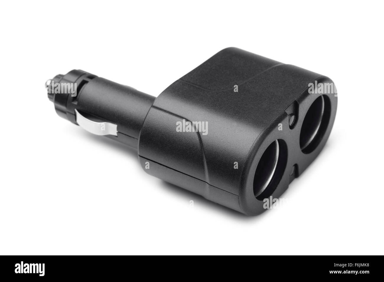 Dual-Socket leichter Autoladegerät isoliert auf weiss Stockfoto