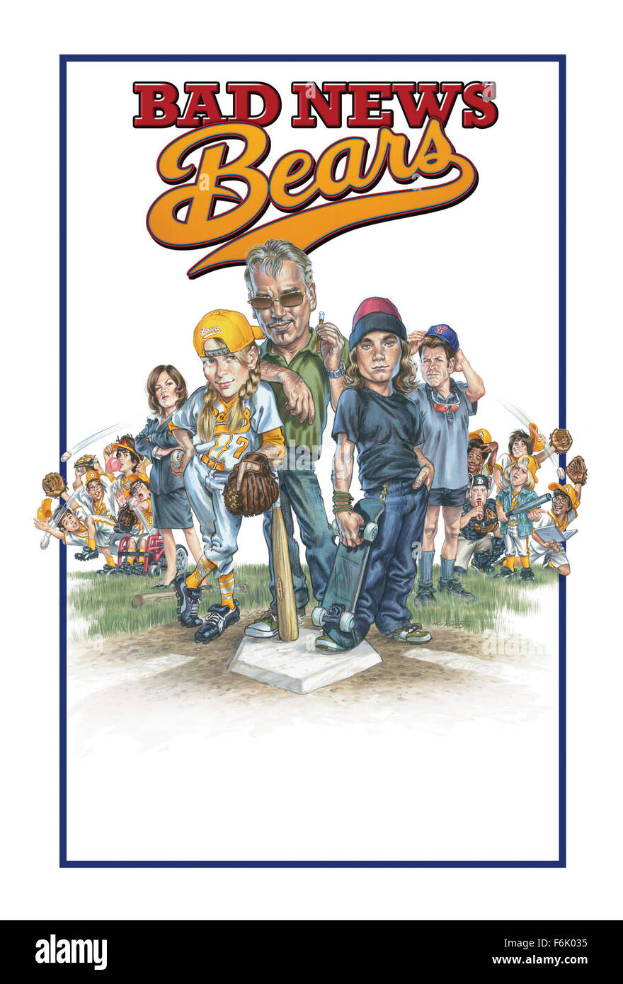 Datum der Freigabe: 22. Juli 2005 Film Titel: Bad News Bears-STUDIO: Umweg Filmproduction PLOT: Morris Buttermaker (Thornton), eine alkoholische Schädling Entfernung Arbeiter und ehemaliger professioneller Baseballspieler (für eine sehr kurze Zeit), wird eingestellt, zu coachen und trainieren eine fehlerhaften Baseballteam der 12-jährigen aus der Liga geworfen werden soll. Unter der Regie von Richard Linklater.   Bild: Kunstwerke für Film-Poster.   (Bild Kredit: C Paramount Pictures/Entertainment Bilder) Stockfoto