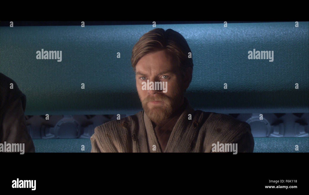 Datum der Freigabe: 19. Mai 2005. FILMTITEL: Star Wars: Episode III-die Rache von den Sith. STUDIO: Lucasfilm. PLOT: Eine Reifung Anakin Skywalker geht auf die dunkle Seite der Kraft und Sith-Lord Darth Vader wird. Wir erleben die Umwandlung in eine dunkle, beängstigend noch spannender Höhepunkt. Die Geschichte hier logischerweise richtet den Ereignissen von Episode IV, die ursprüngliche 1977 Star Wars Film in dem Darth Vader in den Krieg gegen seine eigenen Kinder, Luke und Leia zieht. Im Bild: EWAN MCGREGOR als Obi-Wan Kenobi. Stockfoto