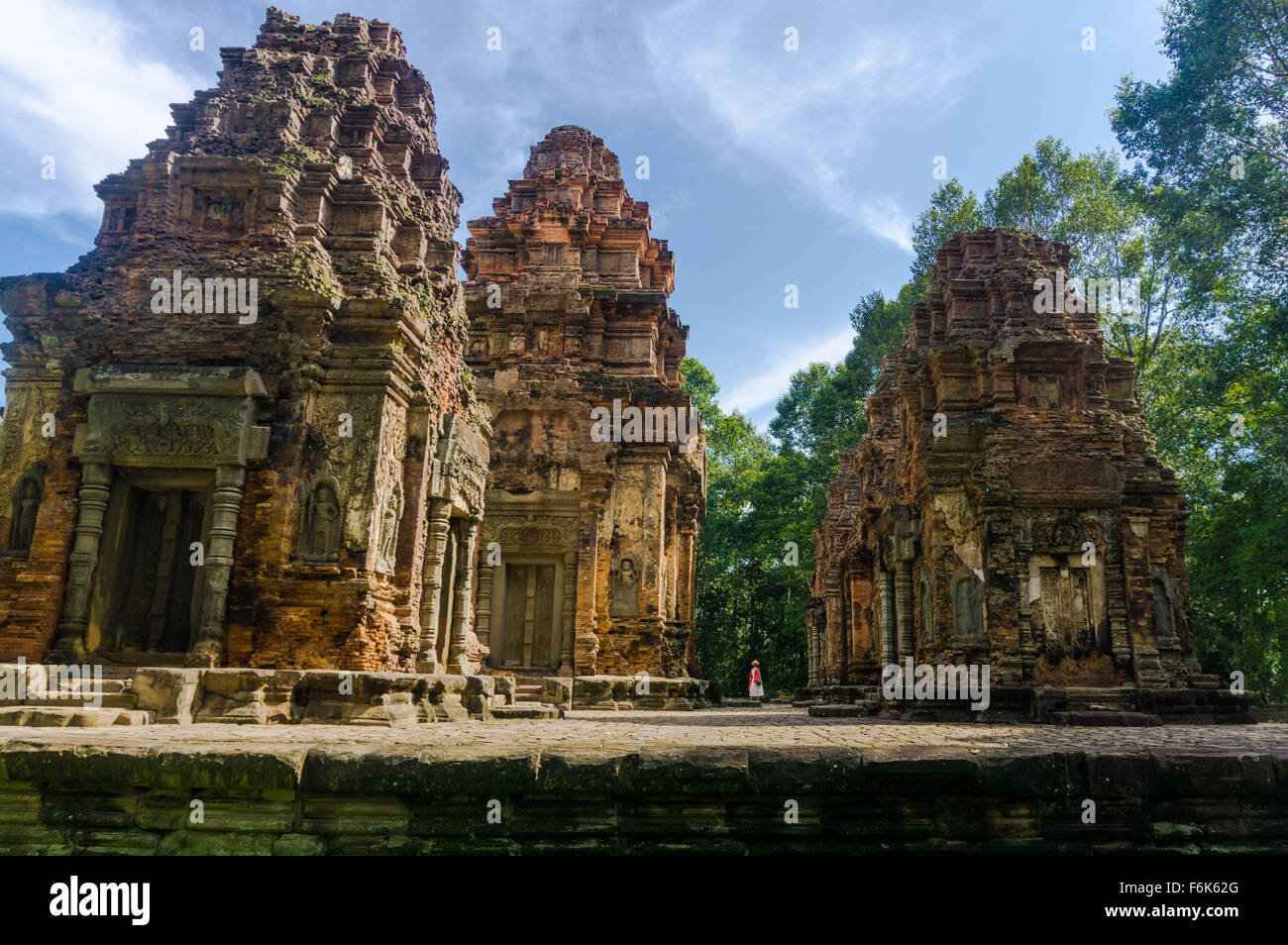 Siem Reap, Kambodscha: Ruinen des 9. Jahrhunderts Teil der Rolous Gruppe der Tempel Preah Ko. Stockfoto