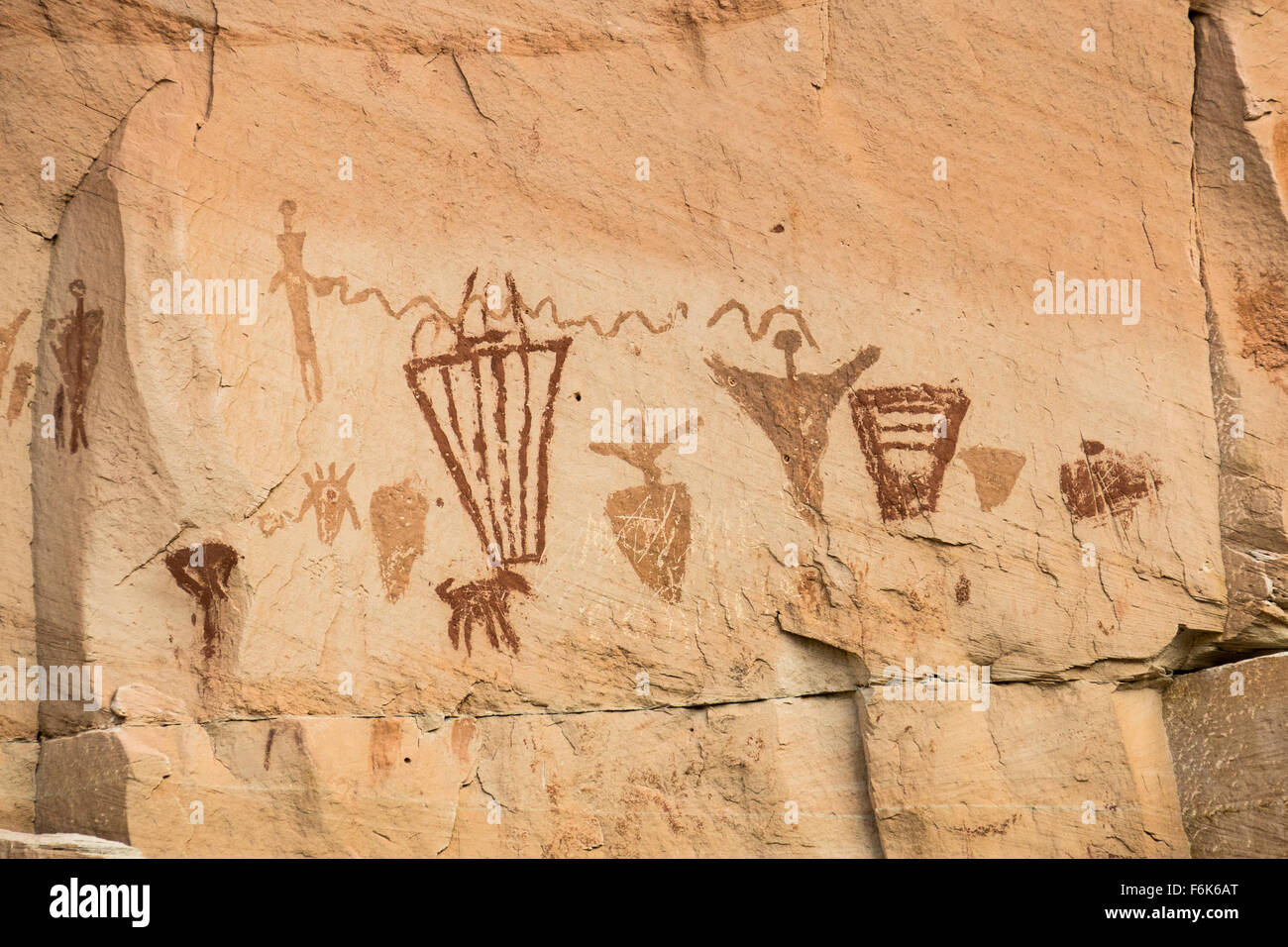 Piktogramme im Horseshoe Tierheim, Horseshoe Canyon. Stockfoto