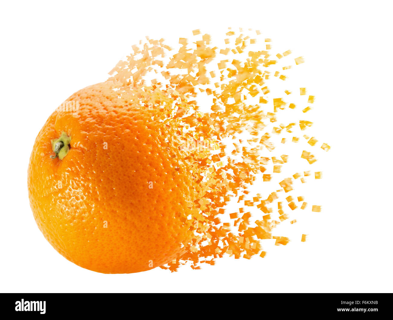 platzen Orange auf dem weißen Hintergrund isoliert. Stockfoto