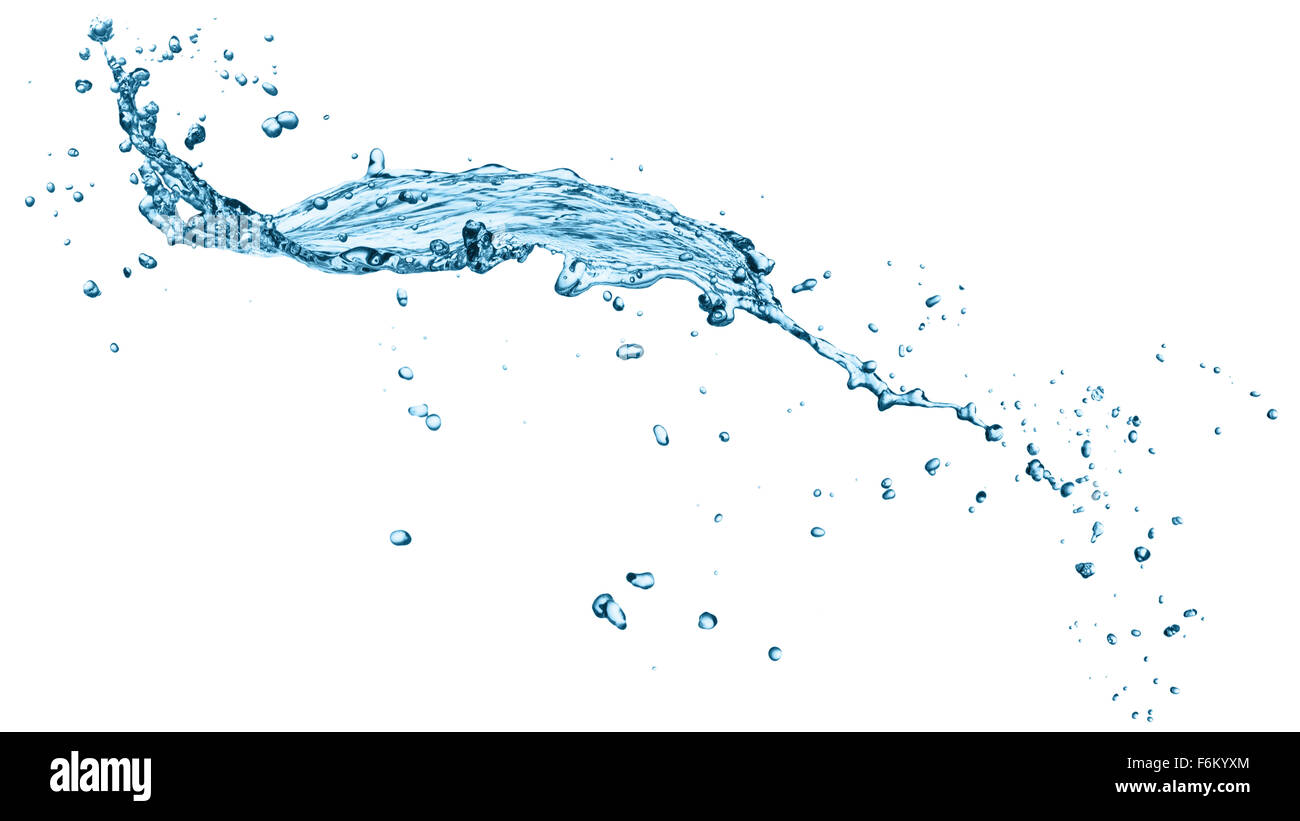 Wasser Spritzen auf dem weißen Hintergrund isoliert. Stockfoto