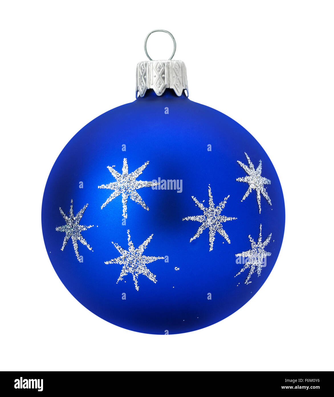 Blue Christmas Ball auf dem weißen Hintergrund isoliert. Stockfoto