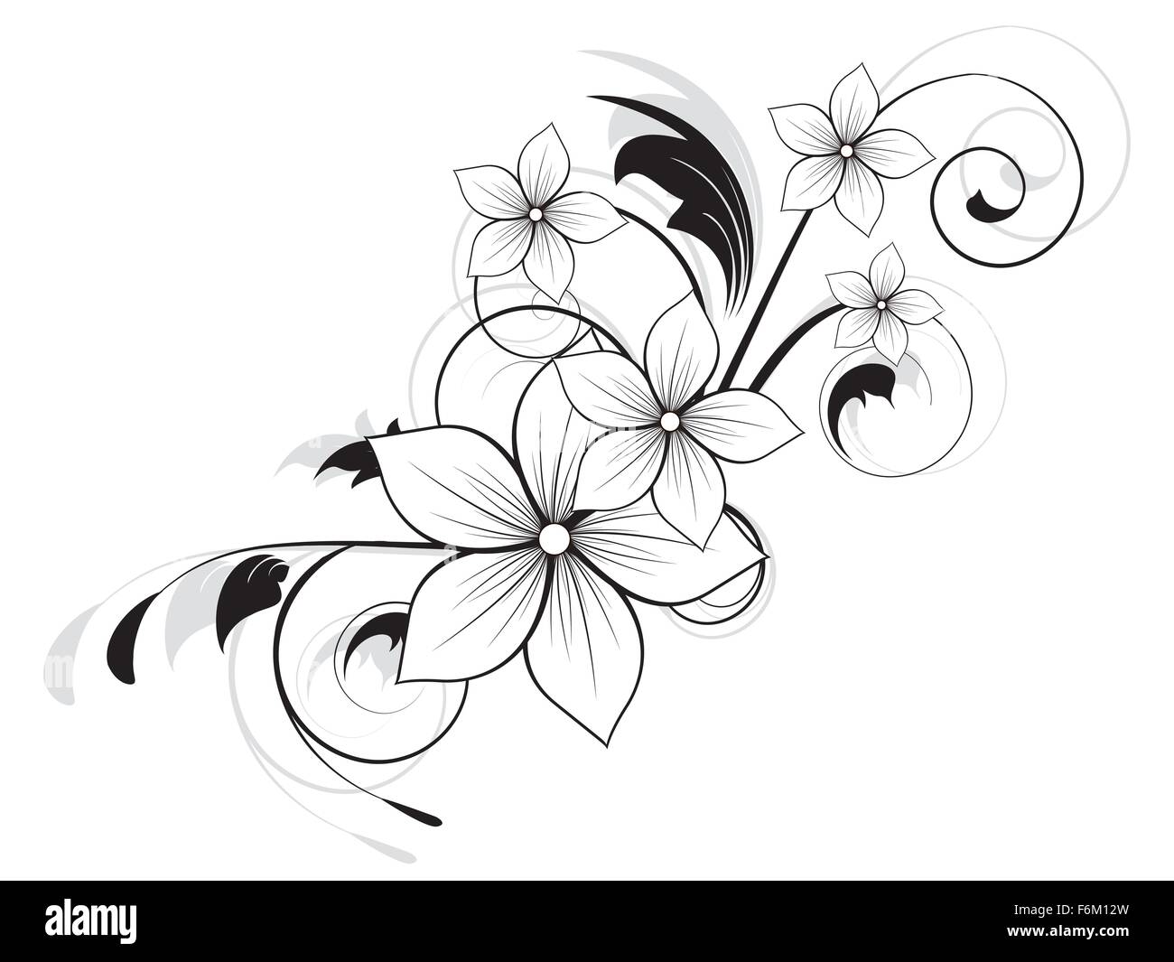 Floral Federelement mit Strudeln. Abstraktes Vektor-Illustration mit Hintergrund. Stock Vektor