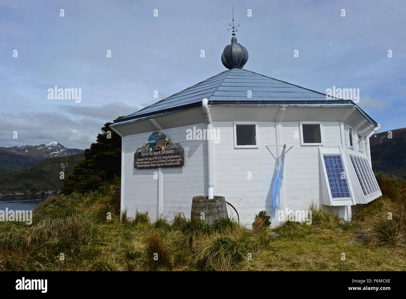 San Juan Salvamento Lighthouse.Administered als Teil der argentinischen Provinz Tierra Del Fuego, seit Staten Island Stockfoto