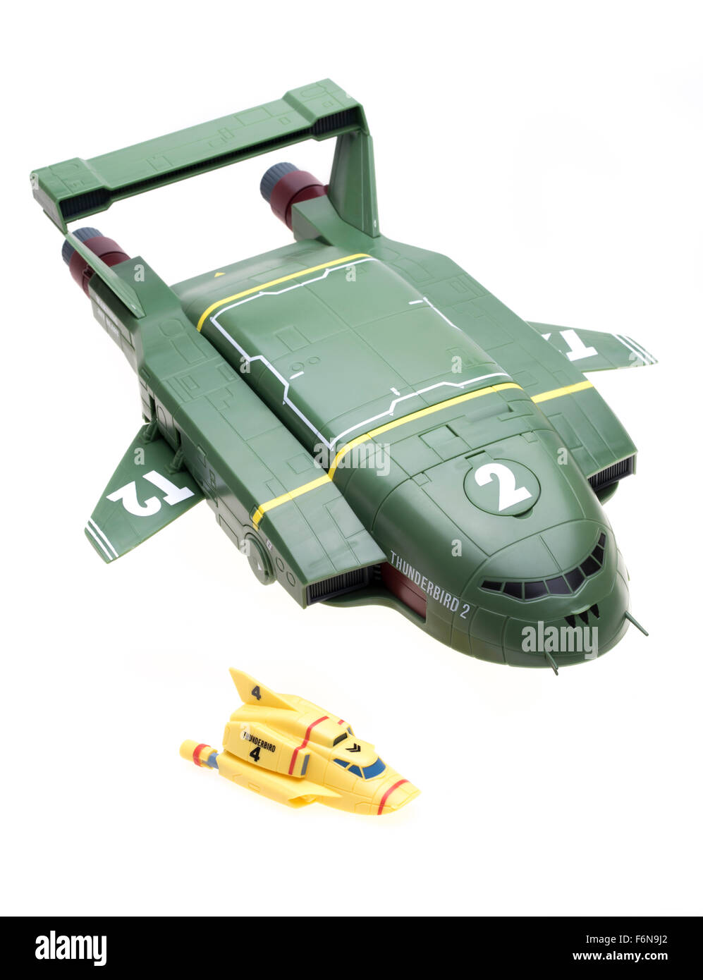 Thunderbird 2 & 4 Toy (2015) von Takara Tomy aus der klassischen britischen TV show von 1964-1966 Thunderbirds Stockfoto