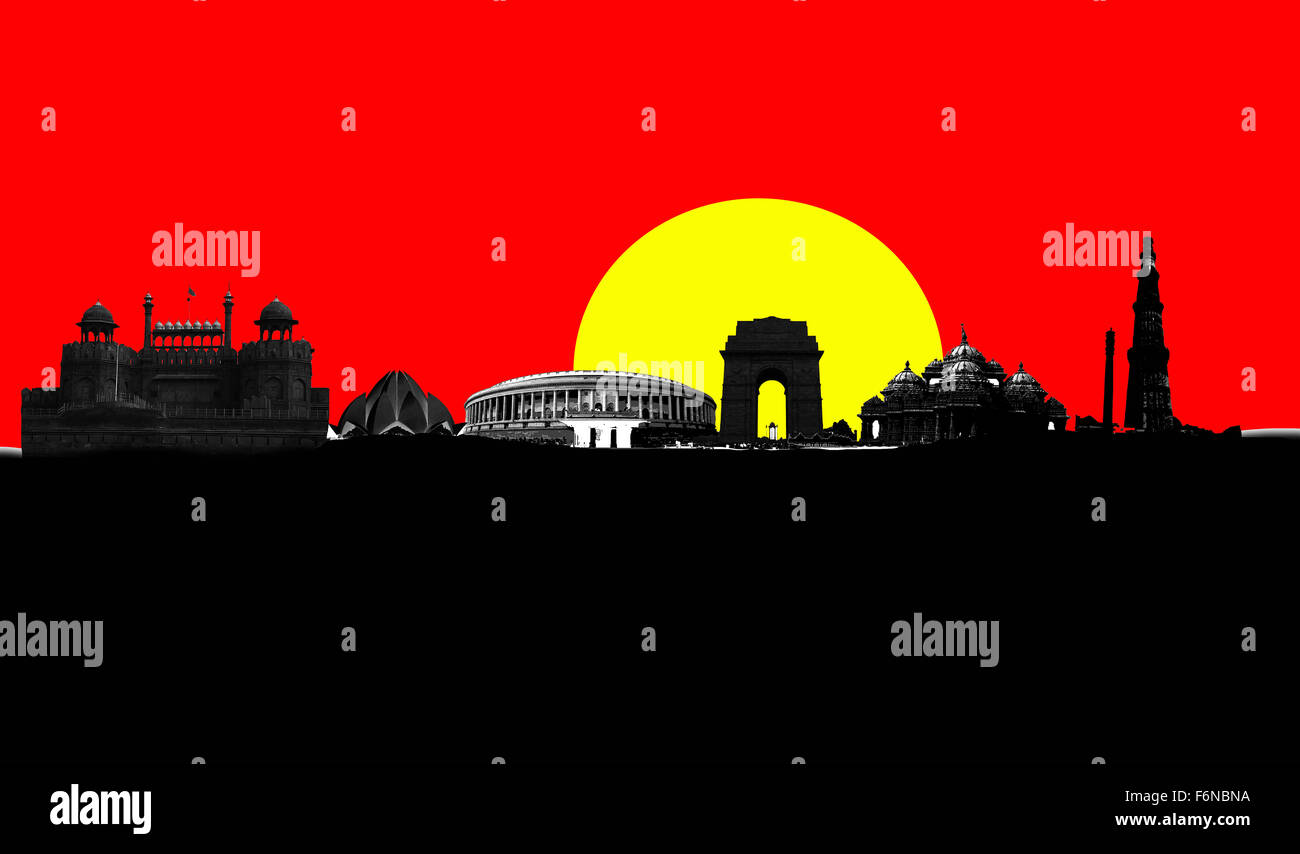 Skyline, Delhi, Indien, Asien Stockfoto