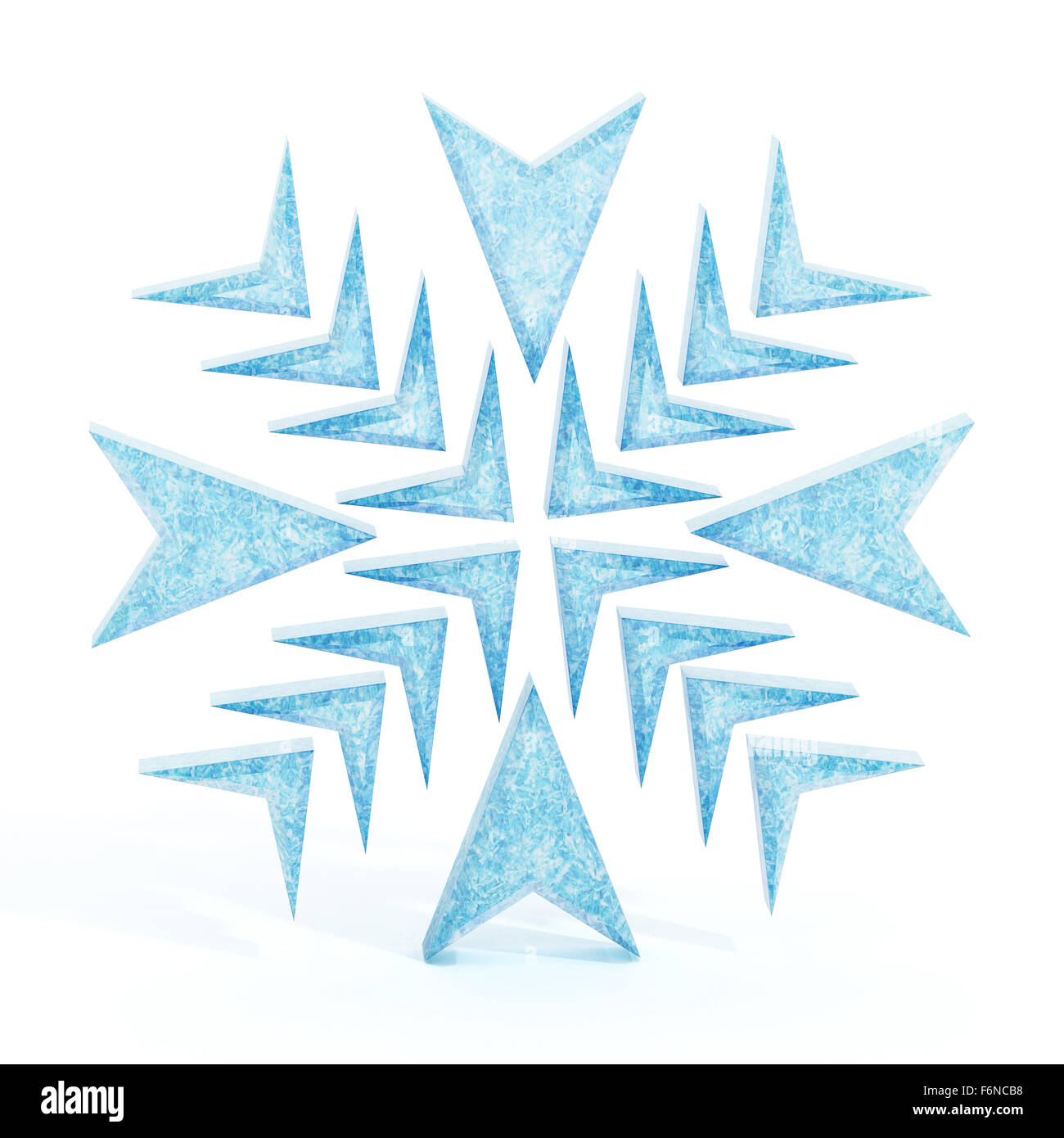 Schneeflocke isoliert auf weißem Hintergrund Stockfoto