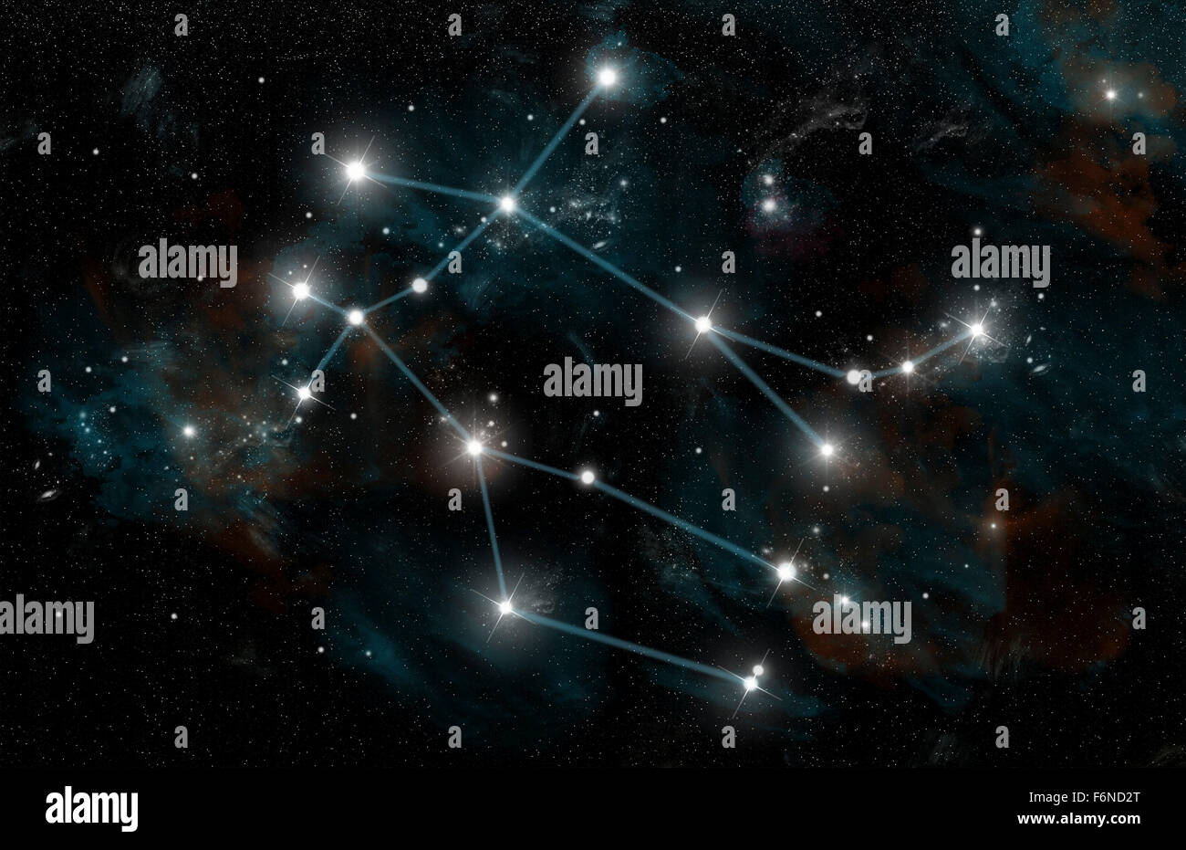 Ein Künstler Darstellung des Sternbildes Gemini, die Zwillinge. Die Konstellation bietet die Sterne Castor und Pollux, die mythica Stockfoto
