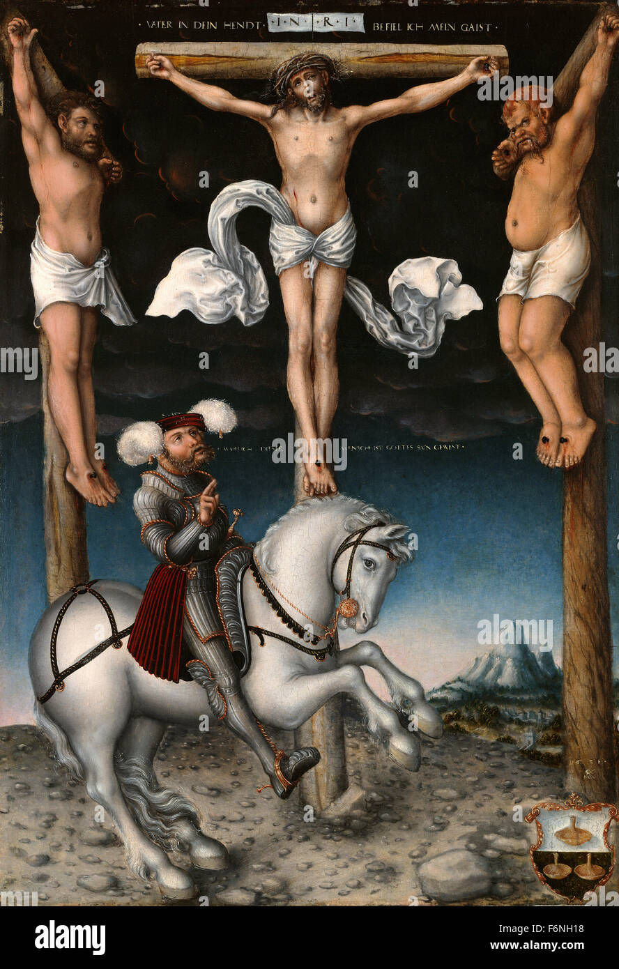 Lucas Cranach der ältere - die Kreuzigung mit den konvertierten Centurion Stockfoto