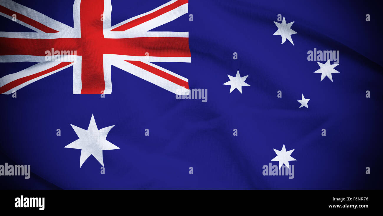 Wellig und wellige Nationalflagge Australien Hintergrund. Stockfoto