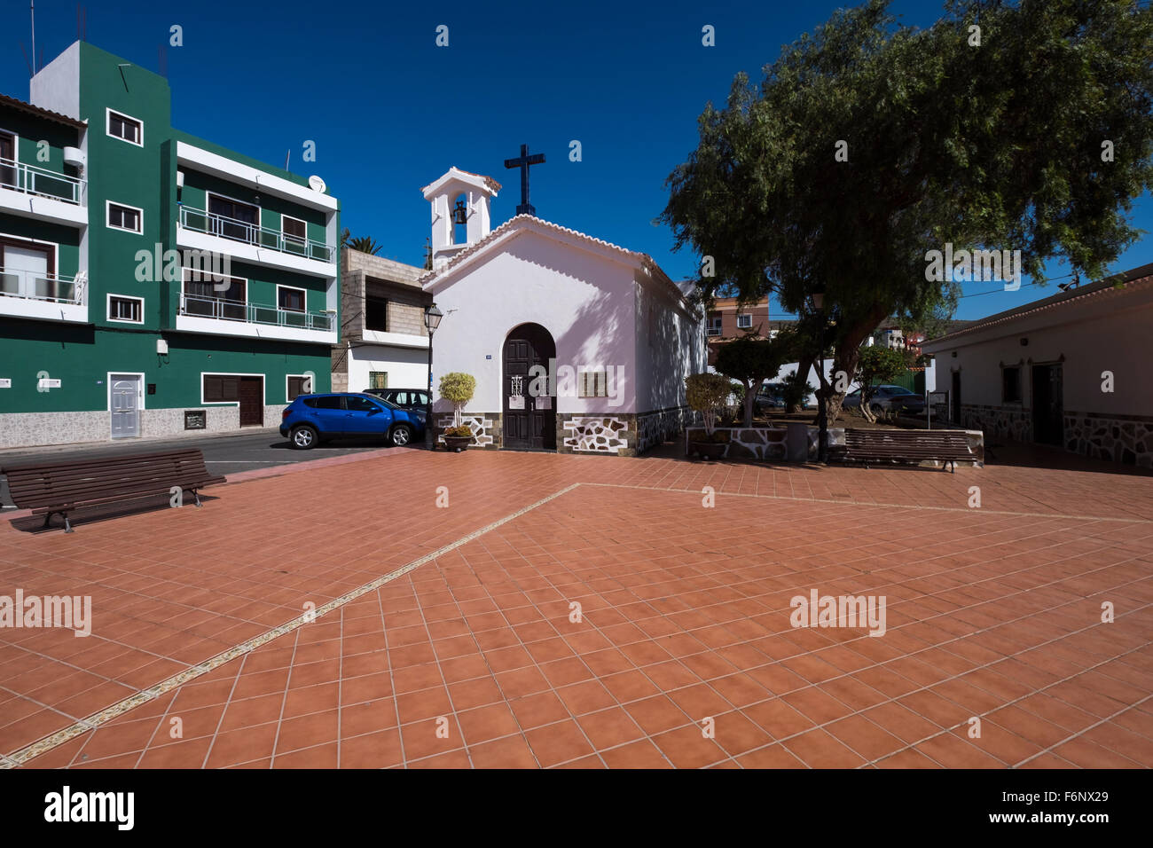 Kirche-Plaza in Aldea Blanca, San Miguel, Teneriffa, Kanarische Inseln, Spanien, Stockfoto
