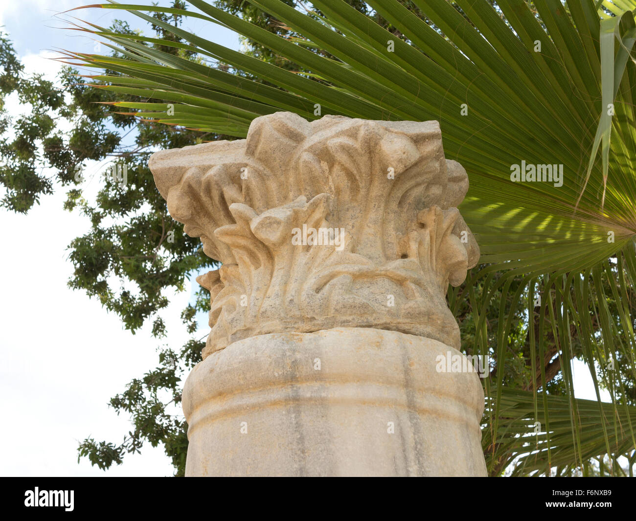 Hauptstadt Kopf in das Freilichtmuseum Kom al Shuqafa Katakomben, Alexandria, Nord Küste von Ägypten Stockfoto