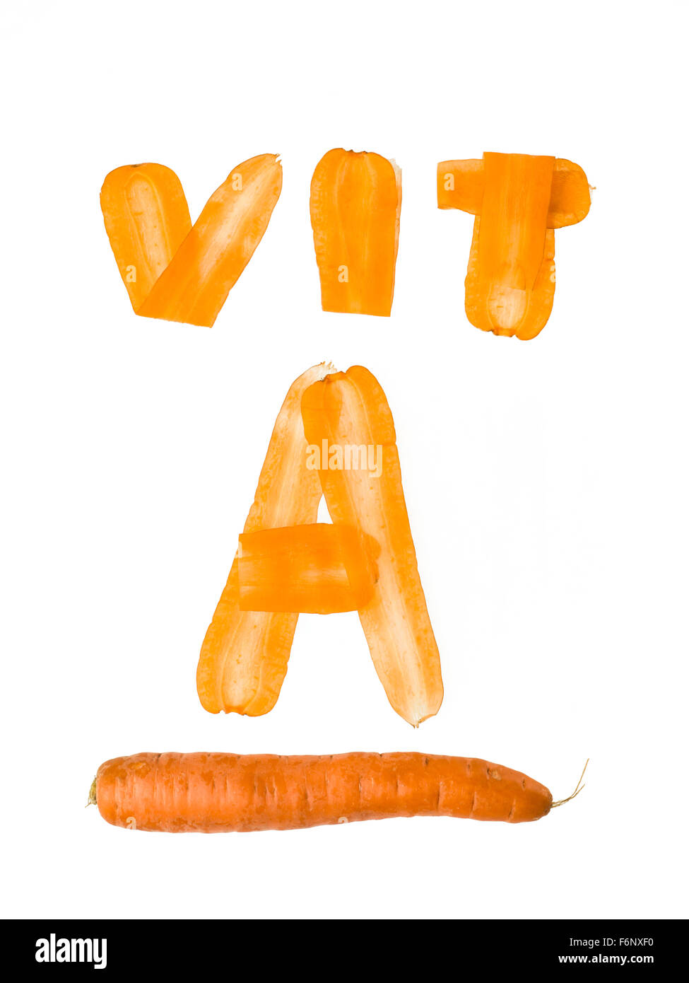 Vitamin A Karotte auf weißem Hintergrund Stockfoto