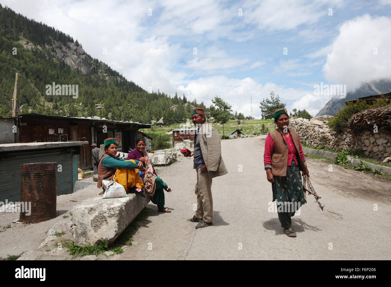 SPITI VALLEY, Menschen aus Rakchham Dorf, Sangla, Himachal Pradesh, Indien Stockfoto