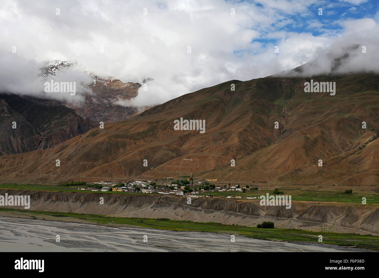 SPITI VALLEY - Ansicht von Rangarik Dorf, Himachal Pradesh, Indien Stockfoto