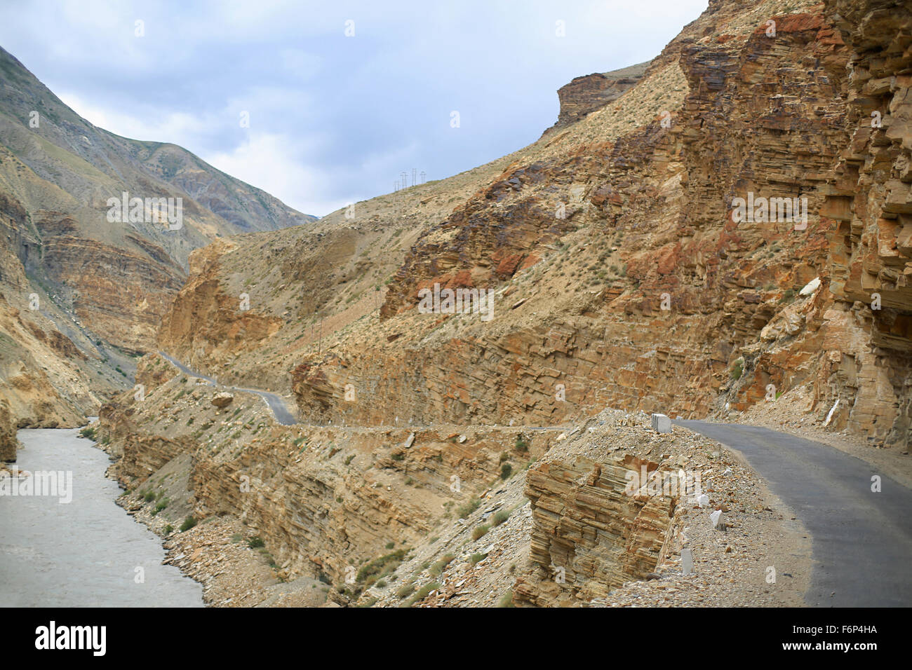 SPITI VALLEY - Blick vom Gue Dorf Hurling Dorf, Himachal Pradesh, Indien Stockfoto