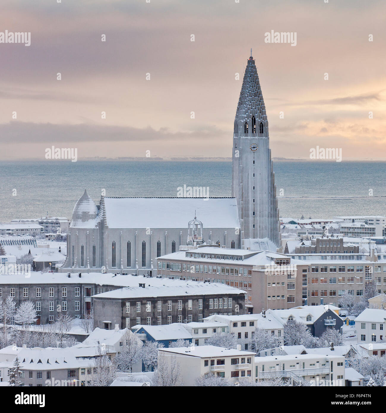 Kirchliche Winter Hallgrimskirkja, Reykjavik, Island Stockfoto