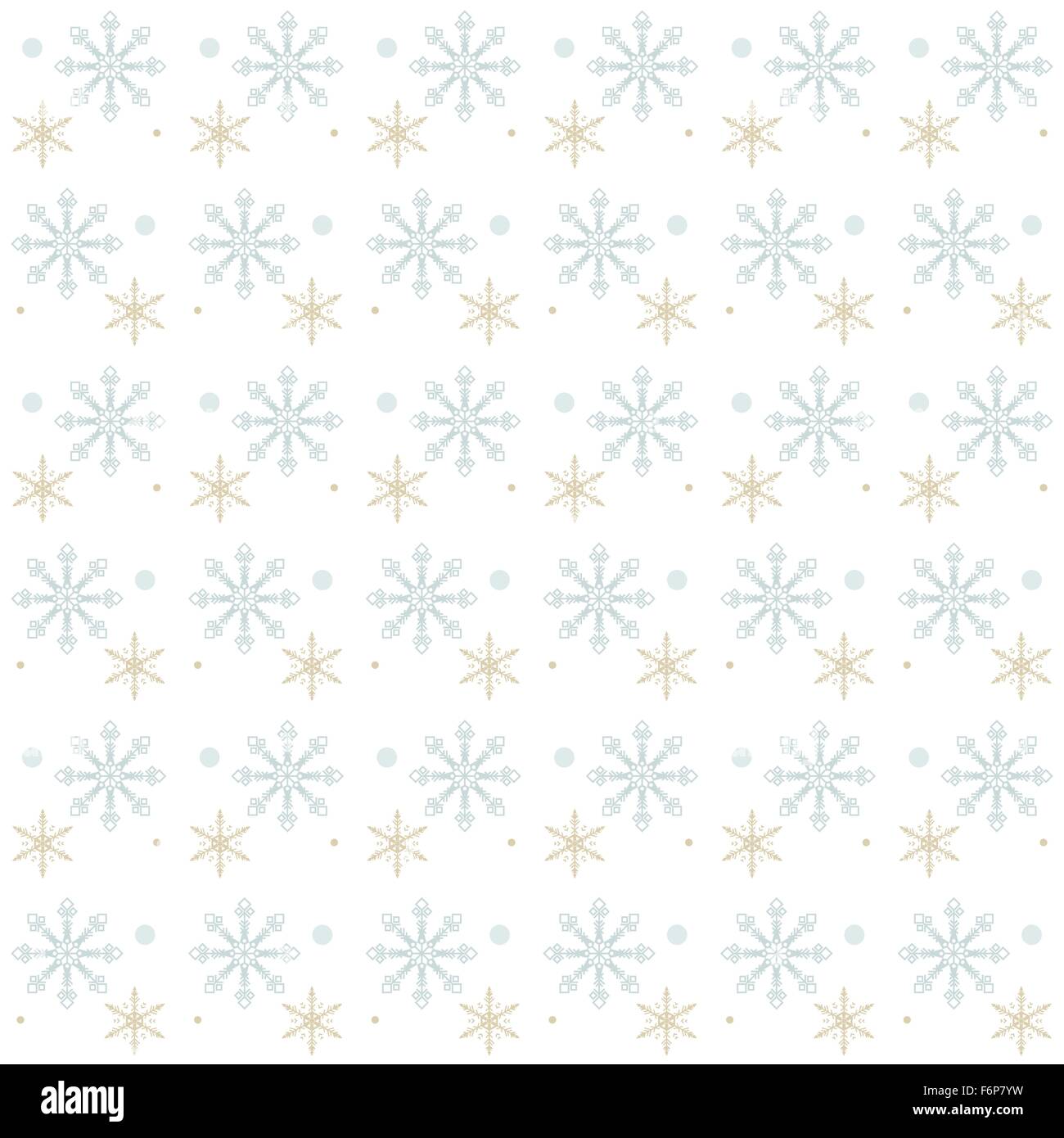 Vektor der Schnee Flocken nahtloses Muster auf weißem Hintergrund für Weihnachten und Winter Stock Vektor