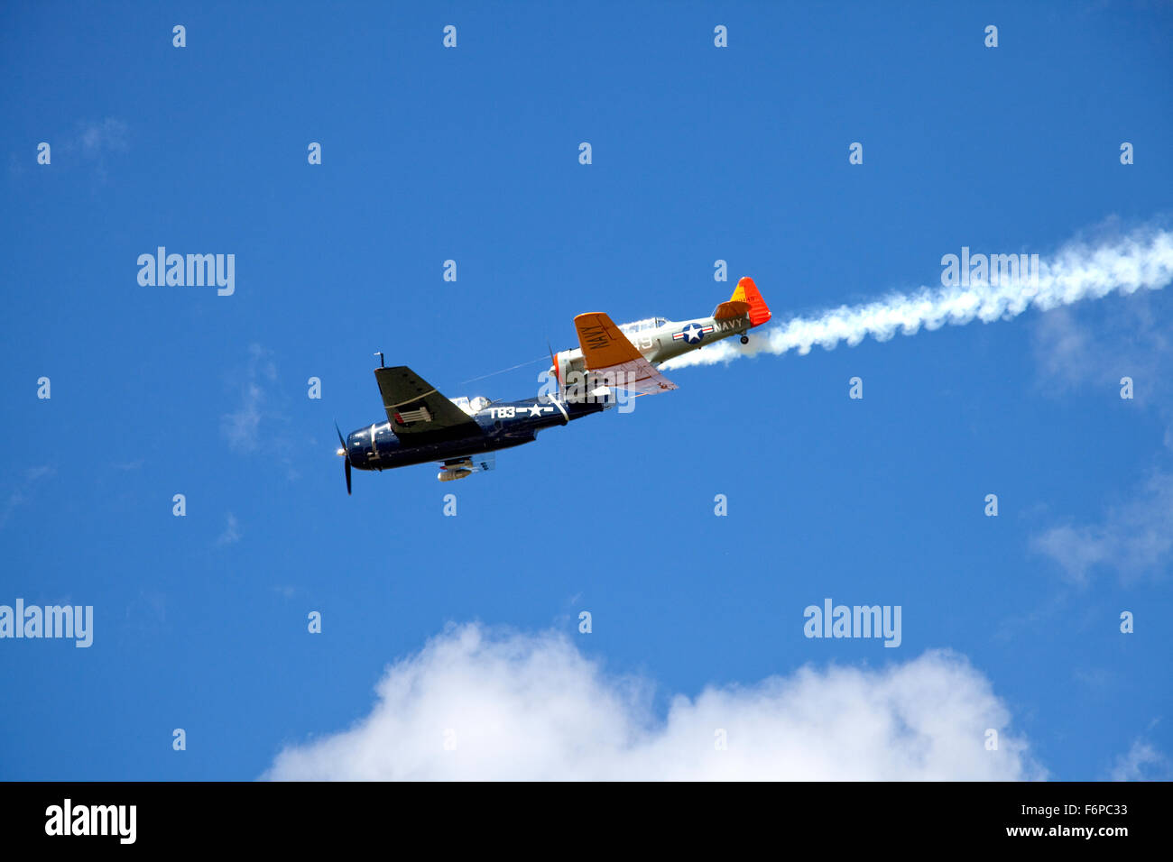 Könnte sein WWII Grumman TBF Avenger & North American T-6 Texan Flugzeuge. Sammeln von Flugzeugen, Lake Minnesota MN USA kämpfen Stockfoto