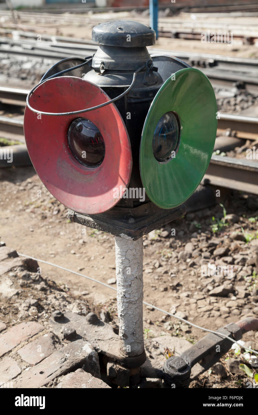 Signallampe der Kalka-Shimla-Bahn am Bahnhof Shimla Stockfoto
