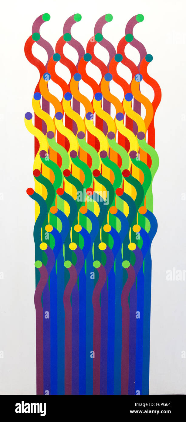 Volume Virtuel 48 von Julio Le Parc, 1974 (195 x 97 cm). Beispiel für Op-Art, (optische Kunst). Acryl auf Leinwand Stockfoto