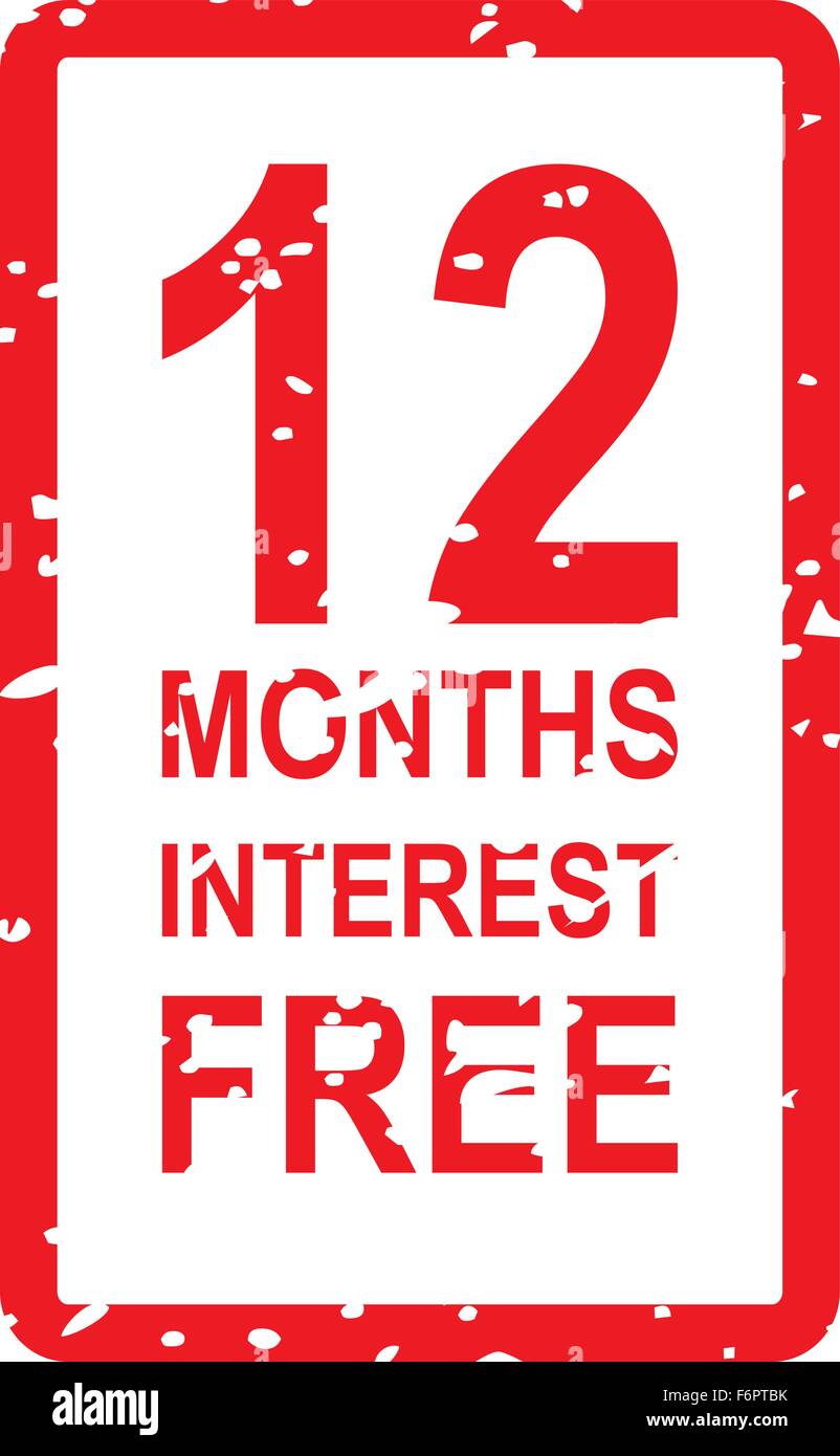Roter Stempel Vektor für 12 Monate Interesse kostenlose Business-Konzept Stock Vektor