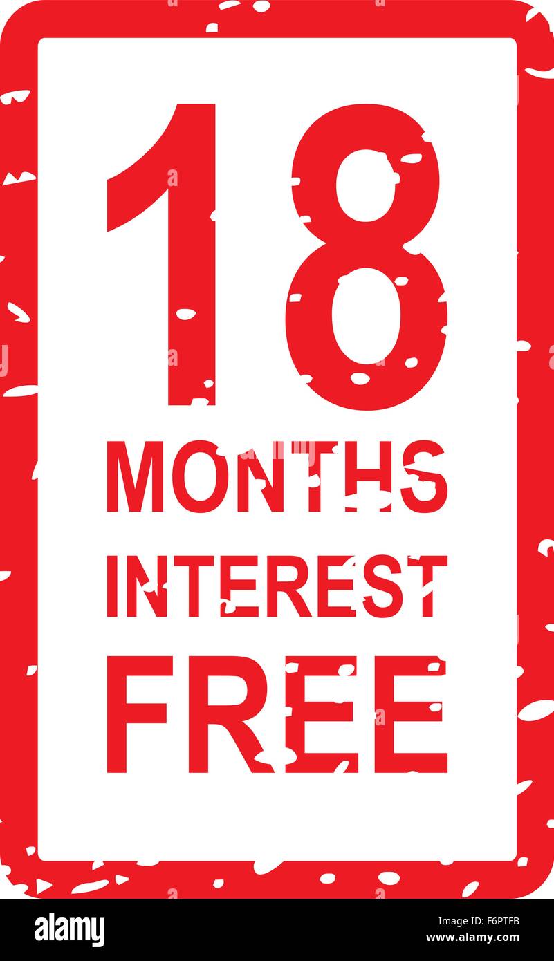 Roter Stempel Vektor für 18 Monate Interesse kostenlose Business-Konzept Stock Vektor