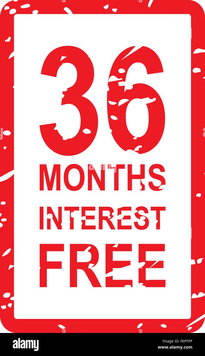 Roter Stempel Vektor für 36 Monate Interesse kostenlose Business-Konzept Stock Vektor