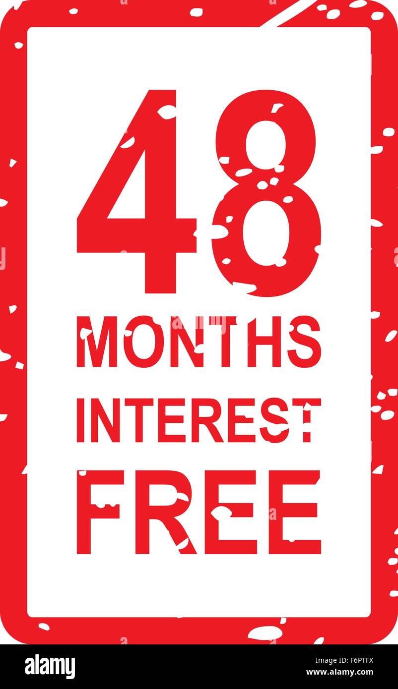 Roter Stempel Vektor für 48 Monate Interesse kostenlose Business-Konzept Stock Vektor