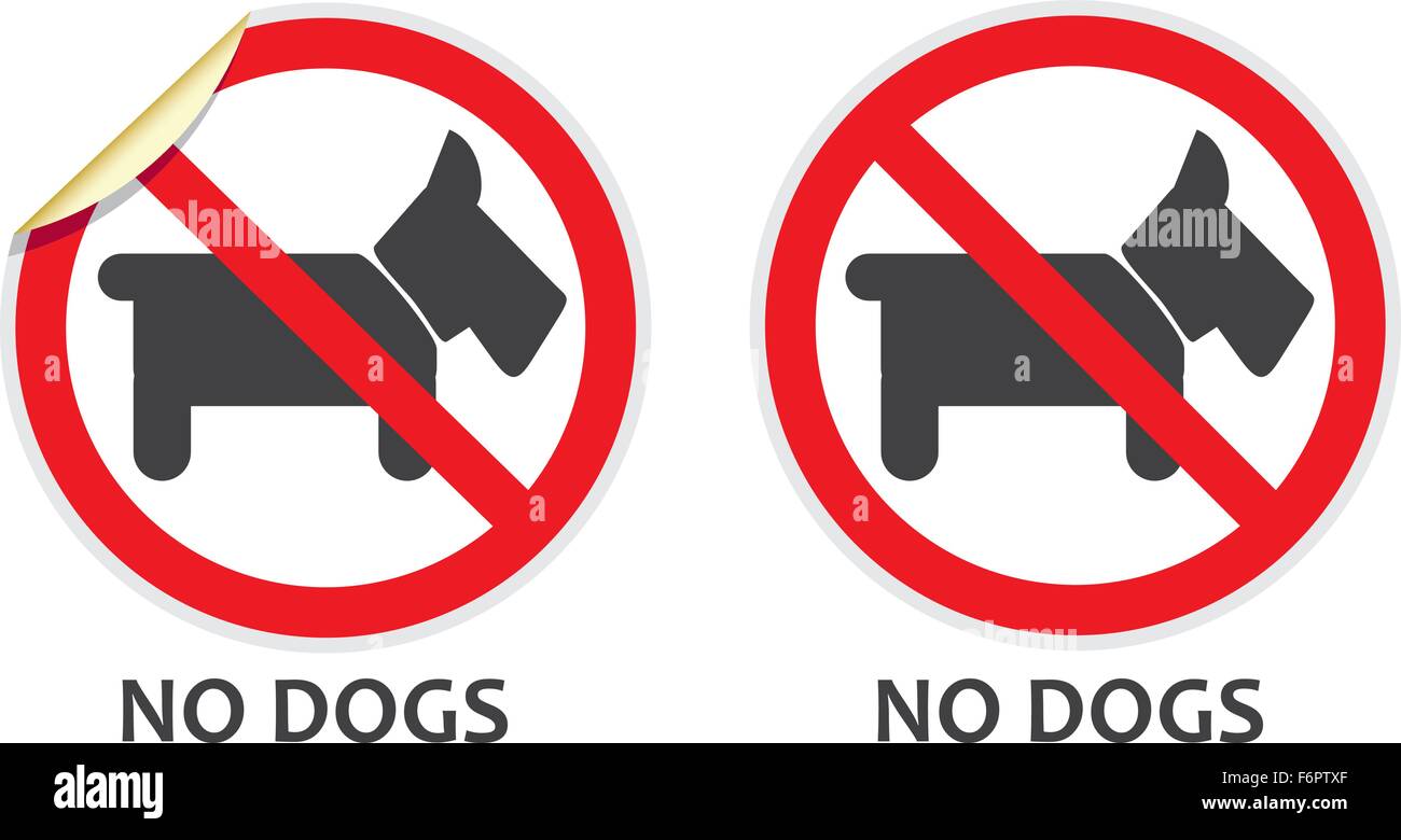 Keine Hunde oder Tiere Zeichen in zwei Vektor Stile Darstellung verboten Aktivitäten Stock Vektor