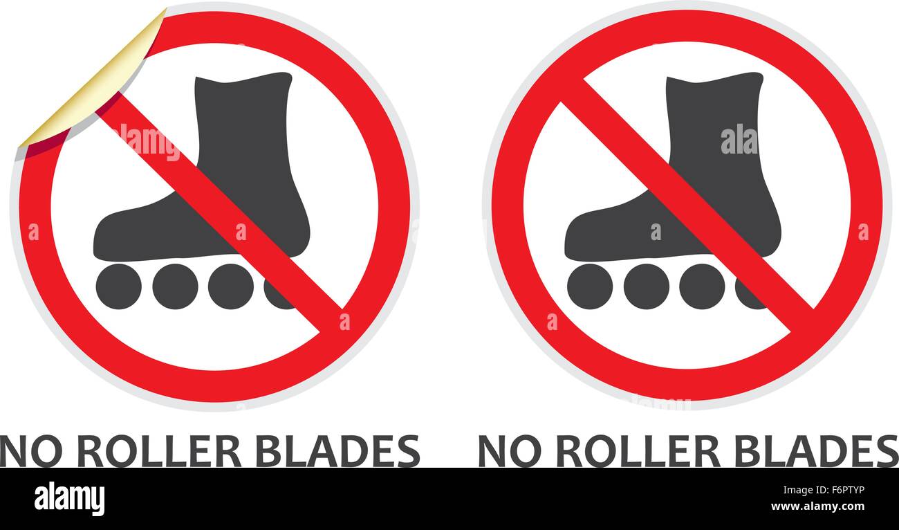 Keine Rollerblades Zeichen in zwei Vektor Stile Darstellung verboten Aktivitäten Stock Vektor