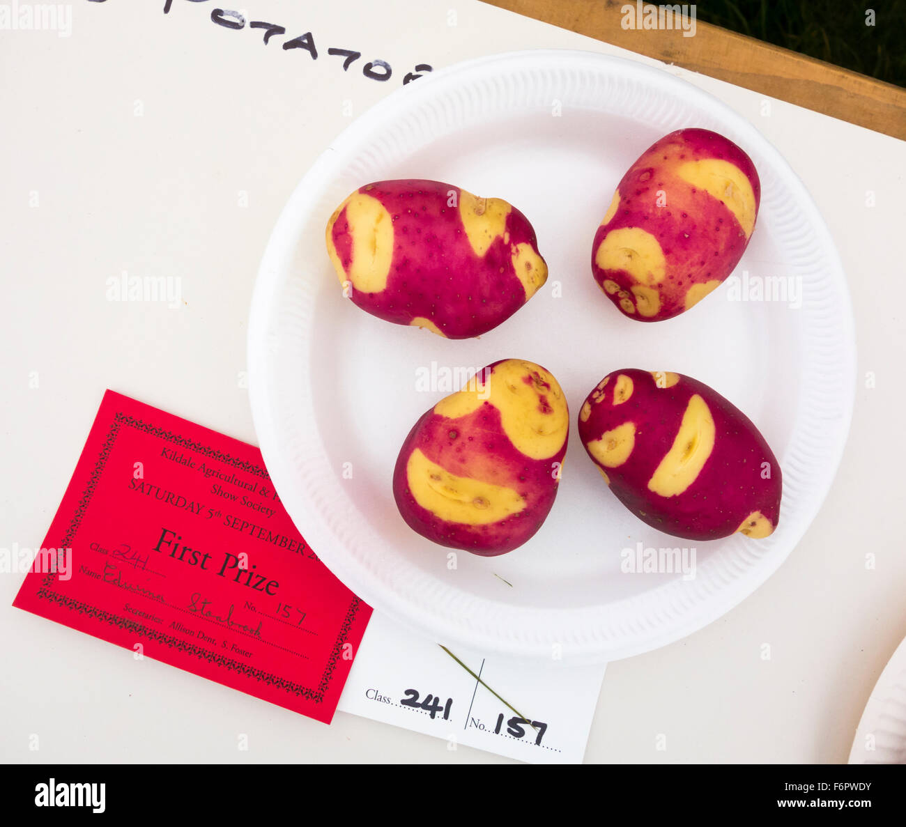 Preis gewinnende Kartoffeln Kildale zeigen, North Yorkshire, England. UK Stockfoto