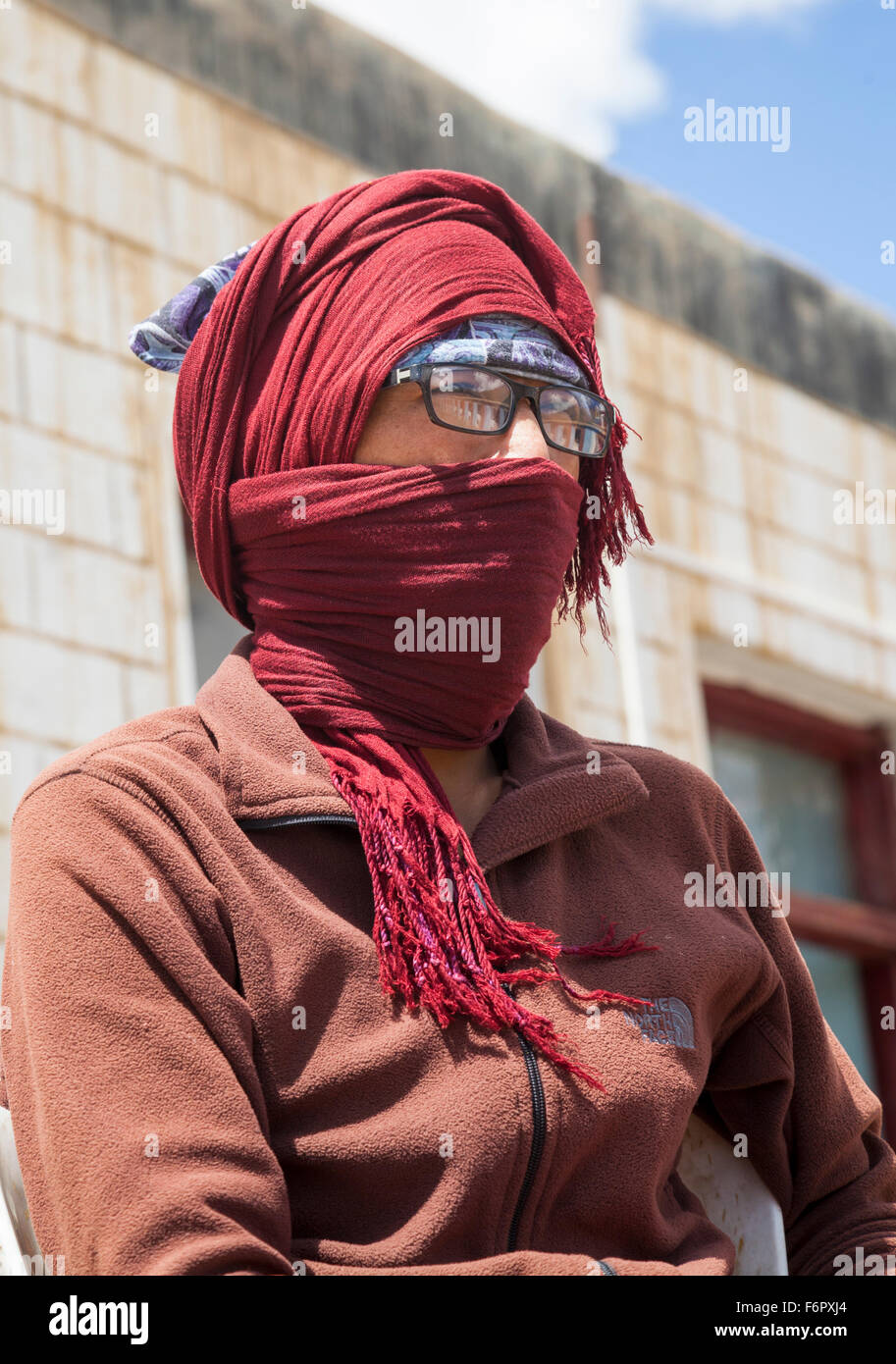 Buddhistischer Mönch aus dem Kloster der Komik in der Himalaya-Region von Himachal Pradesh Stockfoto